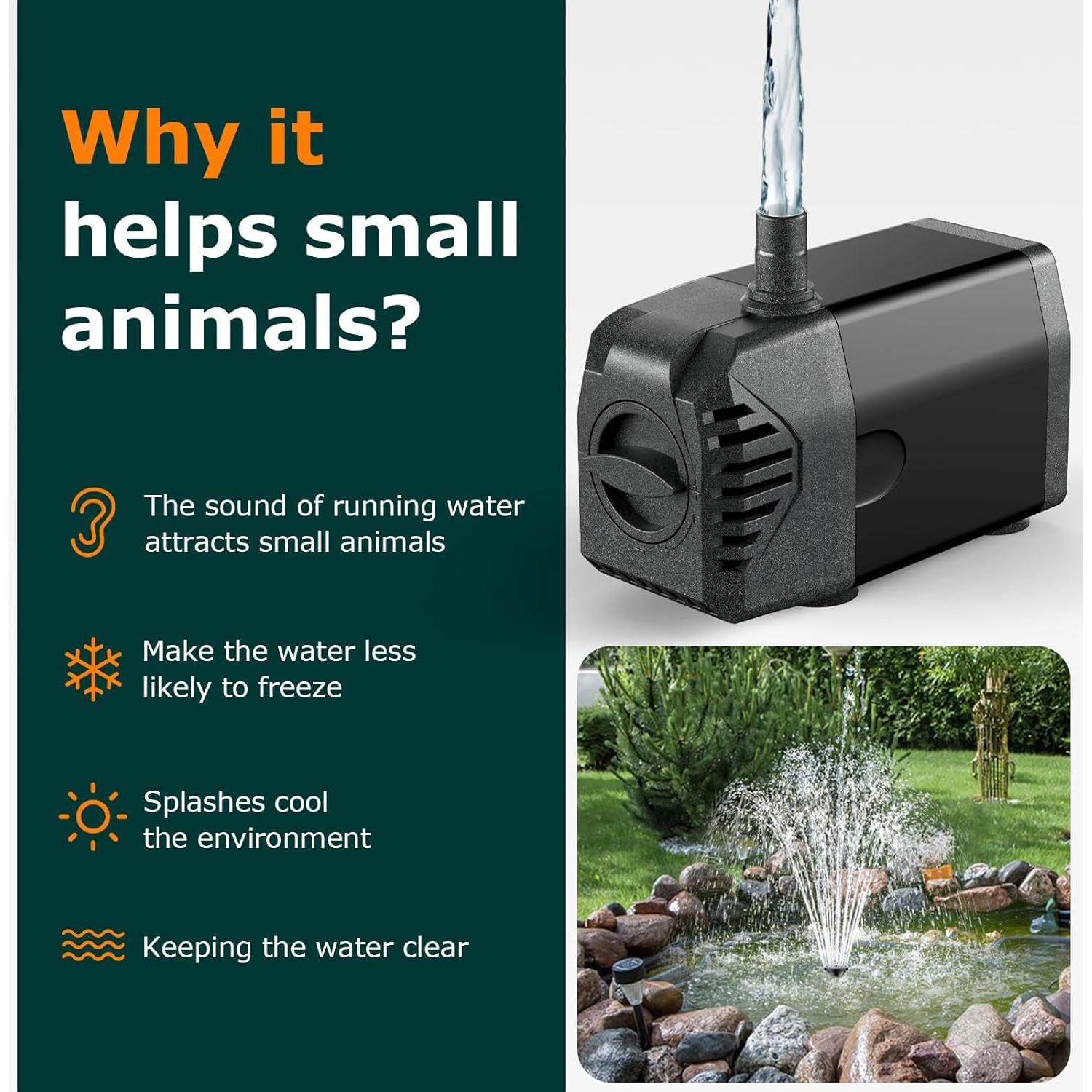 Bomba de Agua Solar POPOSOAP 20W con Flujo Ajustable 1200L/h