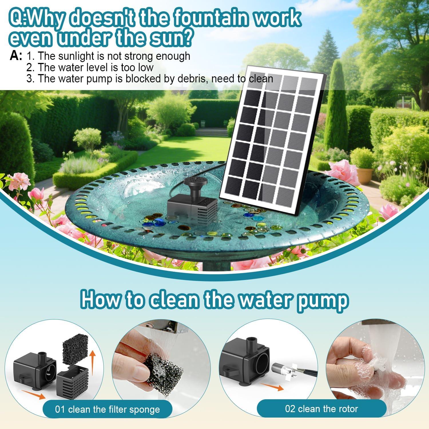 Bomba de Fuente Solar SZMP con Batería 2000mAh para Jardín