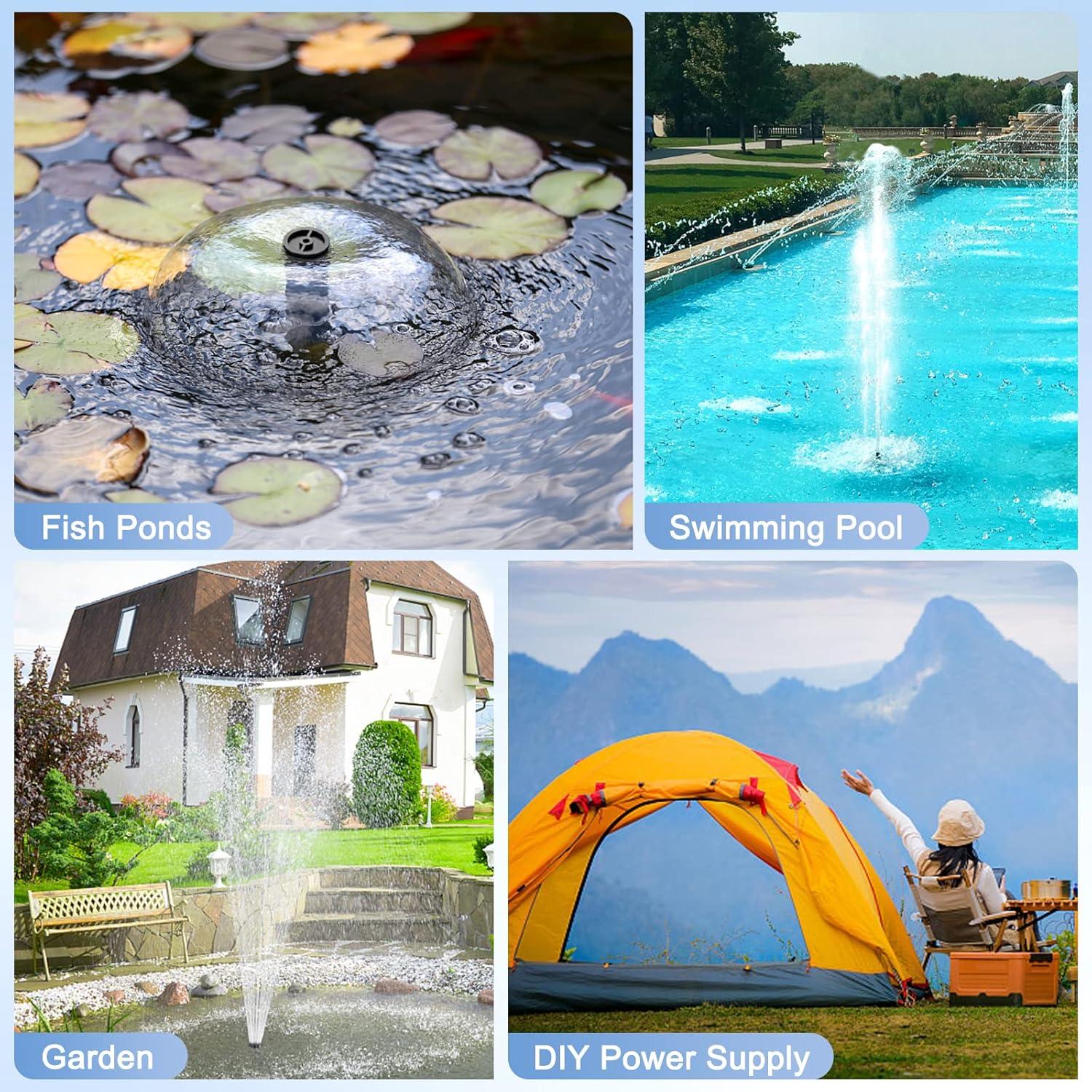 Bomba de Fuente Solar Antfraer 25W con Tubo 2m y 7 Boquillas