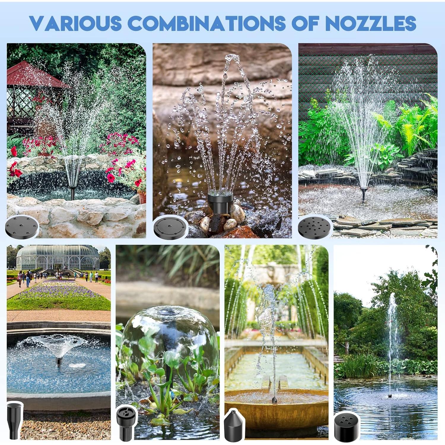 Bomba de Fuente Solar Antfraer 25W con Tubo 2m y 7 Boquillas