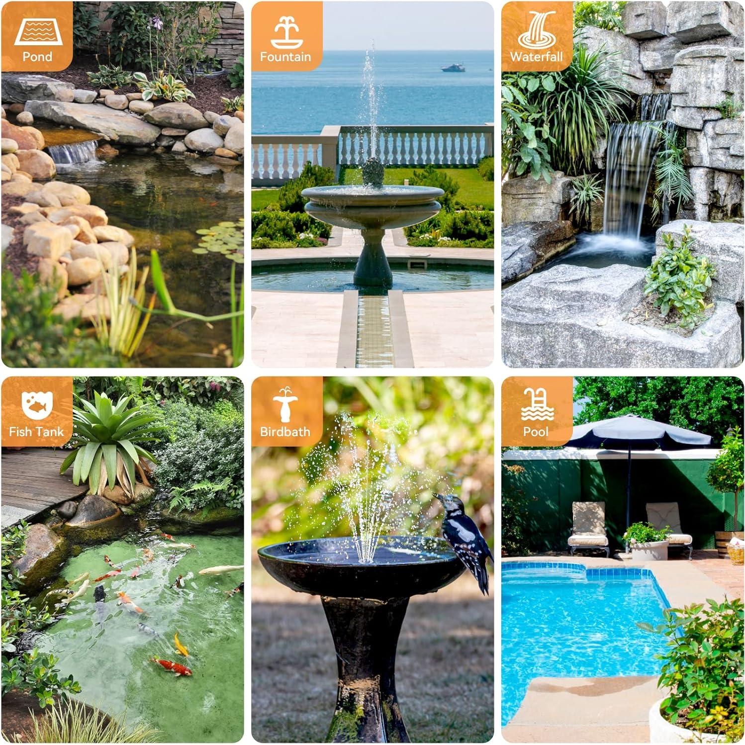 Bomba de Agua Solar POPOSOAP 30W 1620 L/h 7 Boquillas