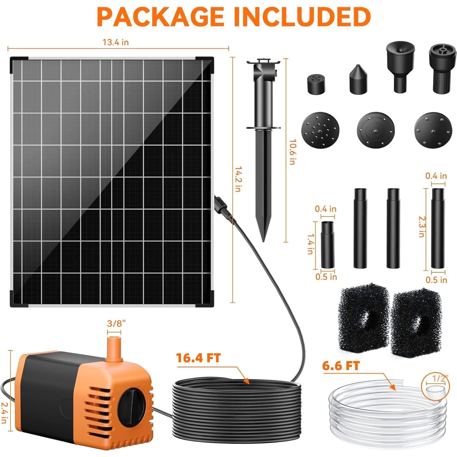 Bomba de Agua Solar POPOSOAP 30W 1620 L/h 7 Boquillas