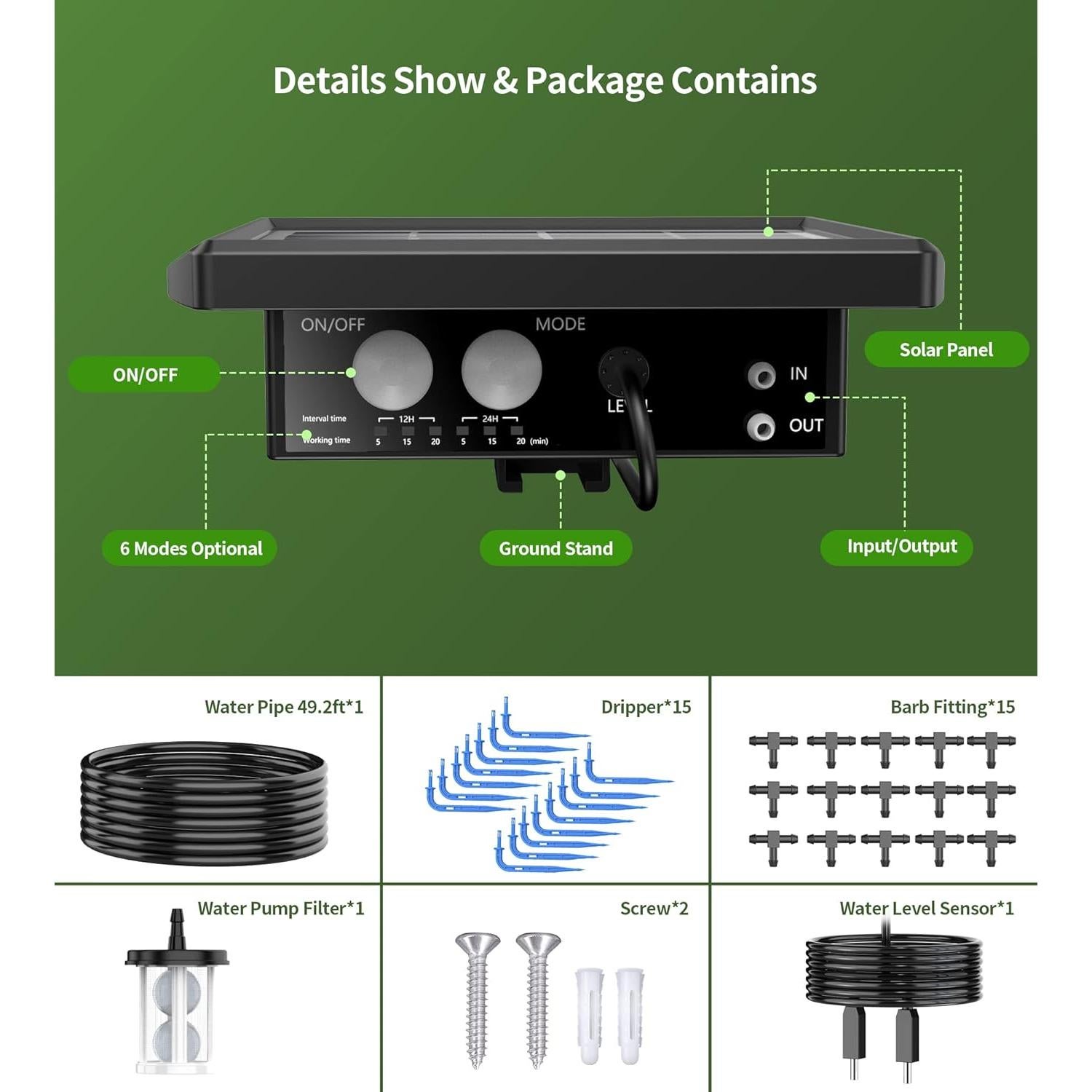 Sistema de Riego por Goteo Solar Ankway para 15 Macetas