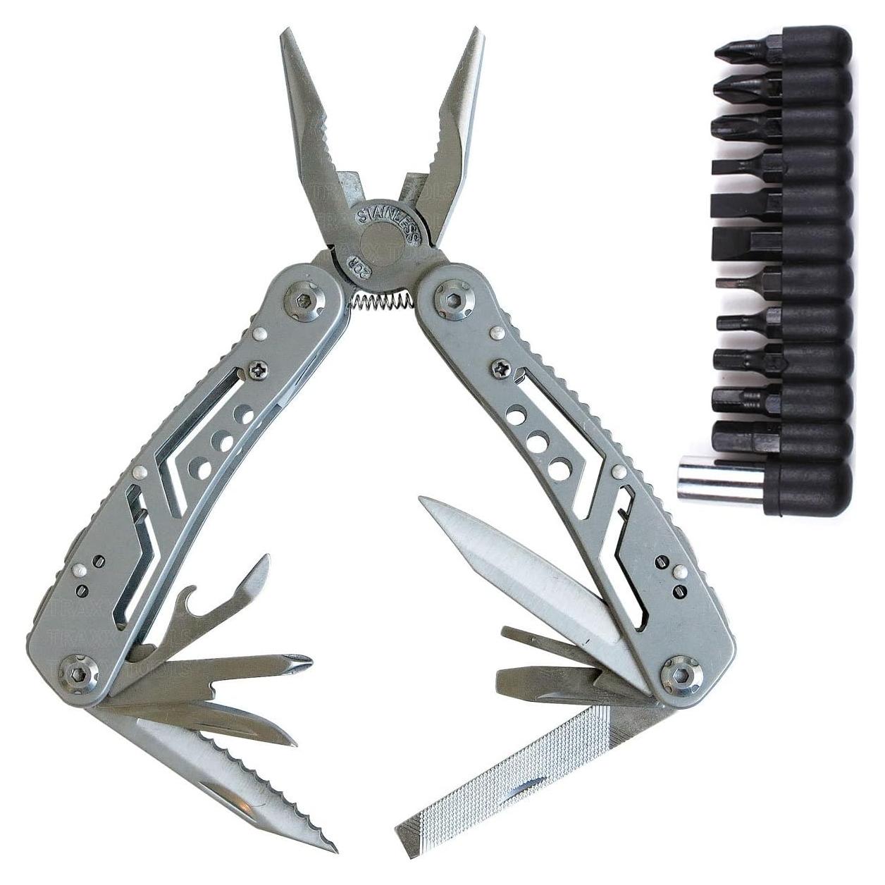 Herramienta Multiusos 9 en 1 Traxx Tools con Cuchillo y 12 Puntas