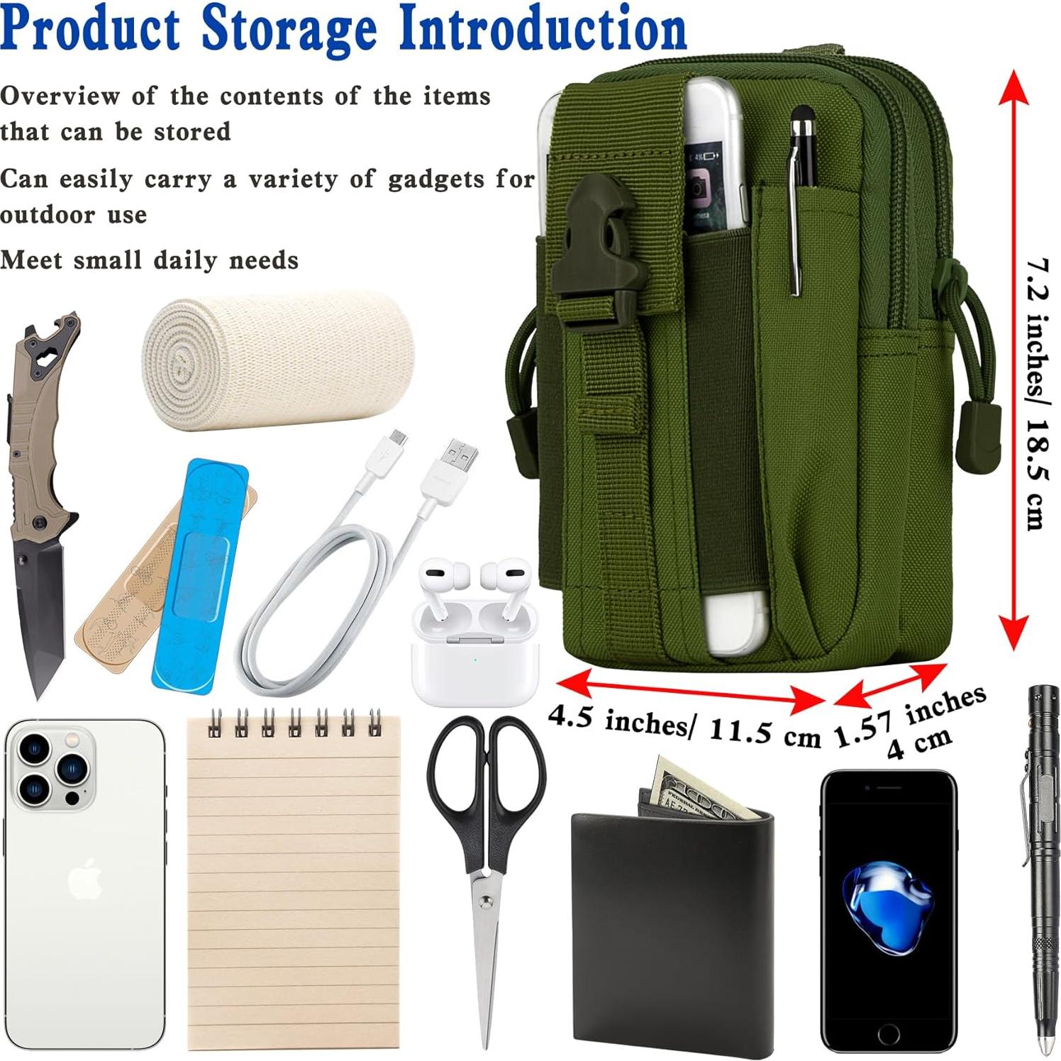 Funda Táctica Molle bvya para Teléfono Verde Compatible iPhone