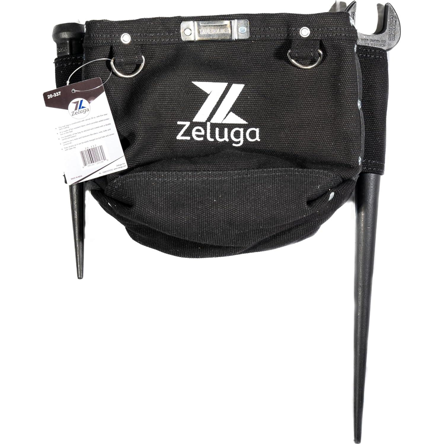 Bolsa de Herramientas de Lona Zeluga 28 oz Negra con Cierre