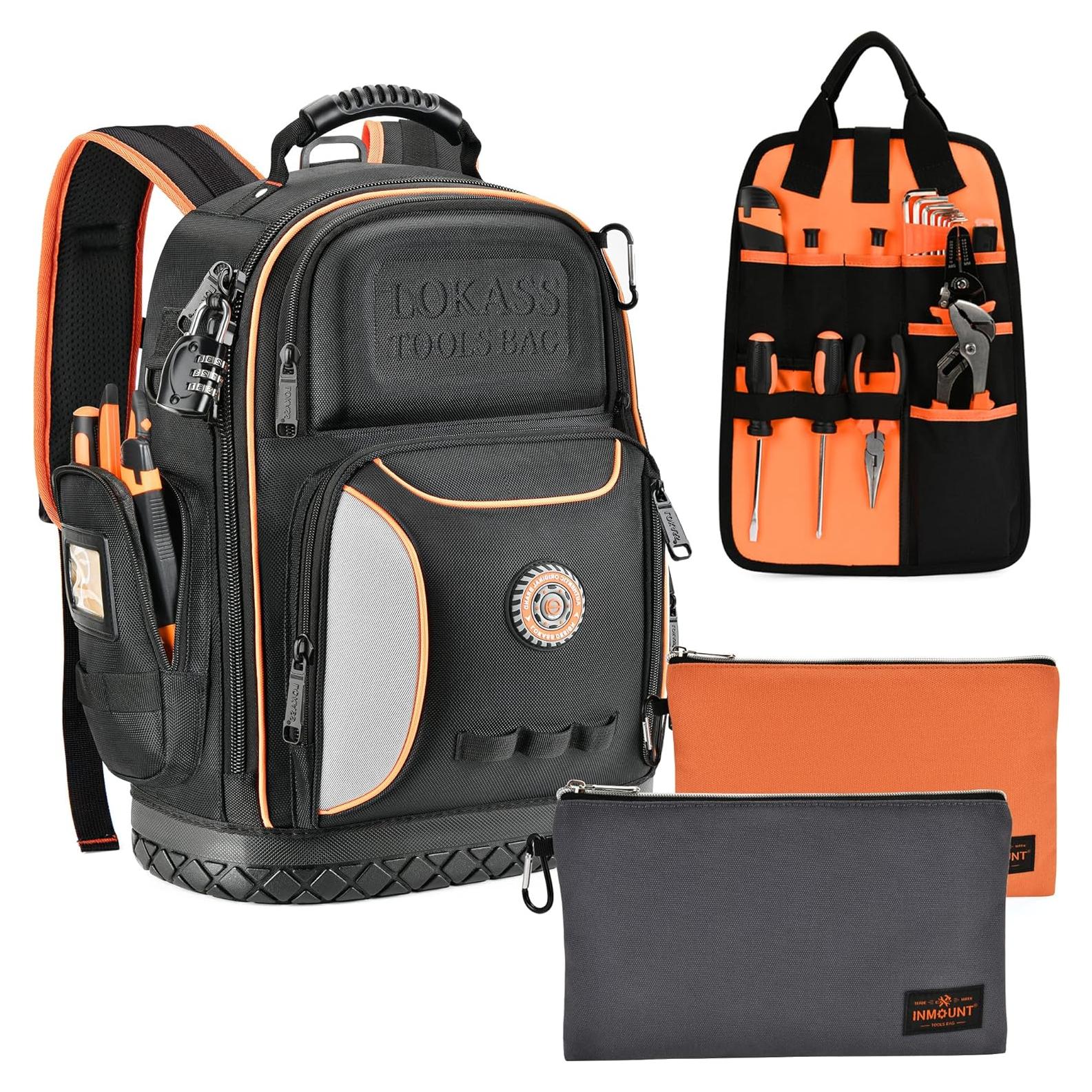 Mochila de Herramientas LOKASS con 75 Bolsillos y 2 Bolsas de Lona