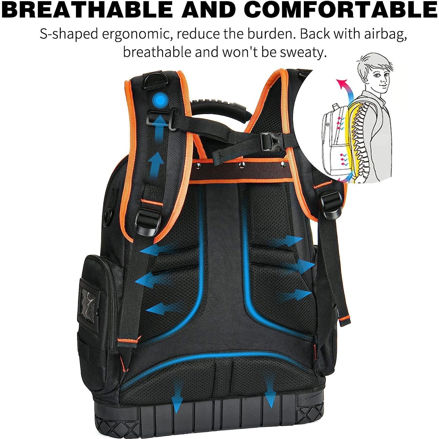 Mochila de Herramientas LOKASS con 75 Bolsillos y 2 Bolsas de Lona