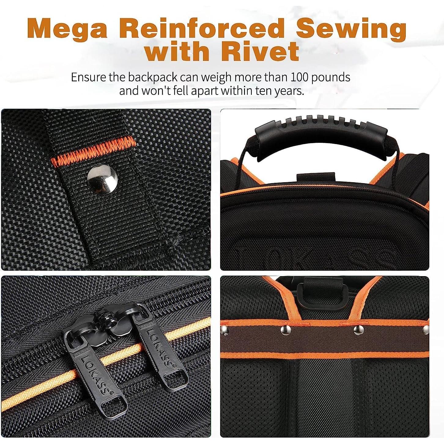 Mochila de Herramientas LOKASS con 75 Bolsillos y 2 Bolsas de Lona