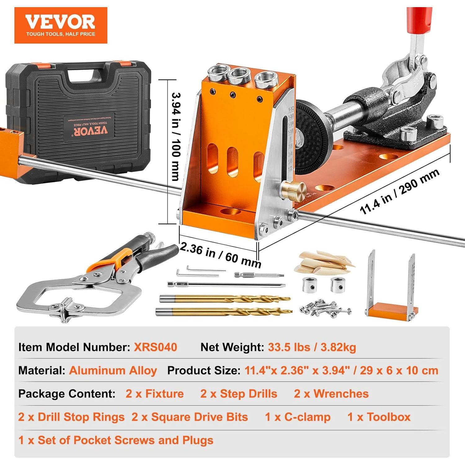 Kit de Plantilla de Agujeros de Pocket VEVOR 34 Pcs Ajustable