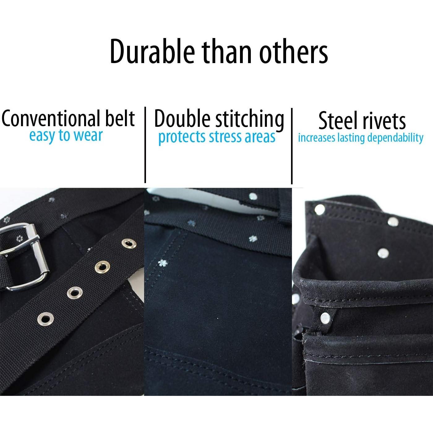 Cinturón de Herramientas RAVEN Negro 12 Bolsillos Cuero