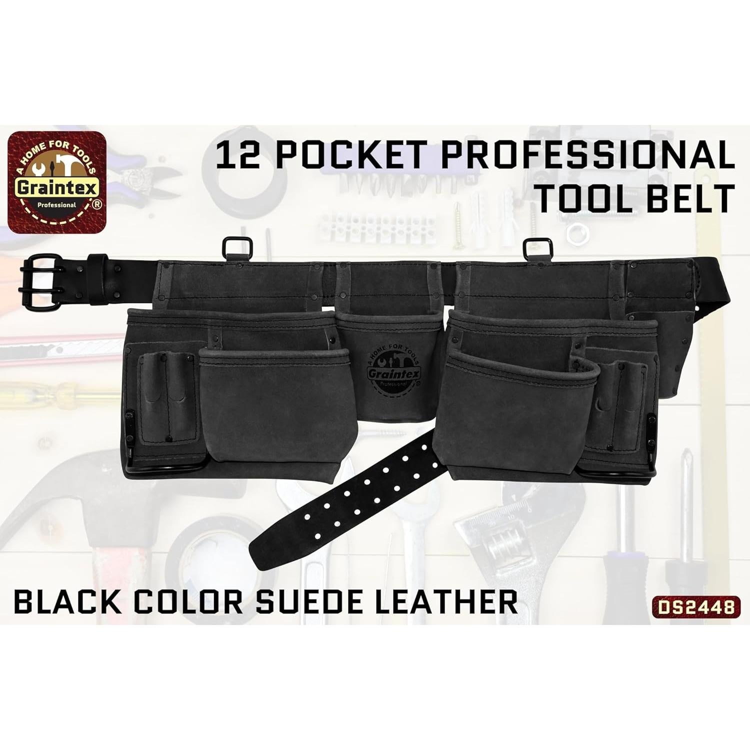 Delantal Profesional Graintex DS2448 con 12 Bolsillos de Cuero