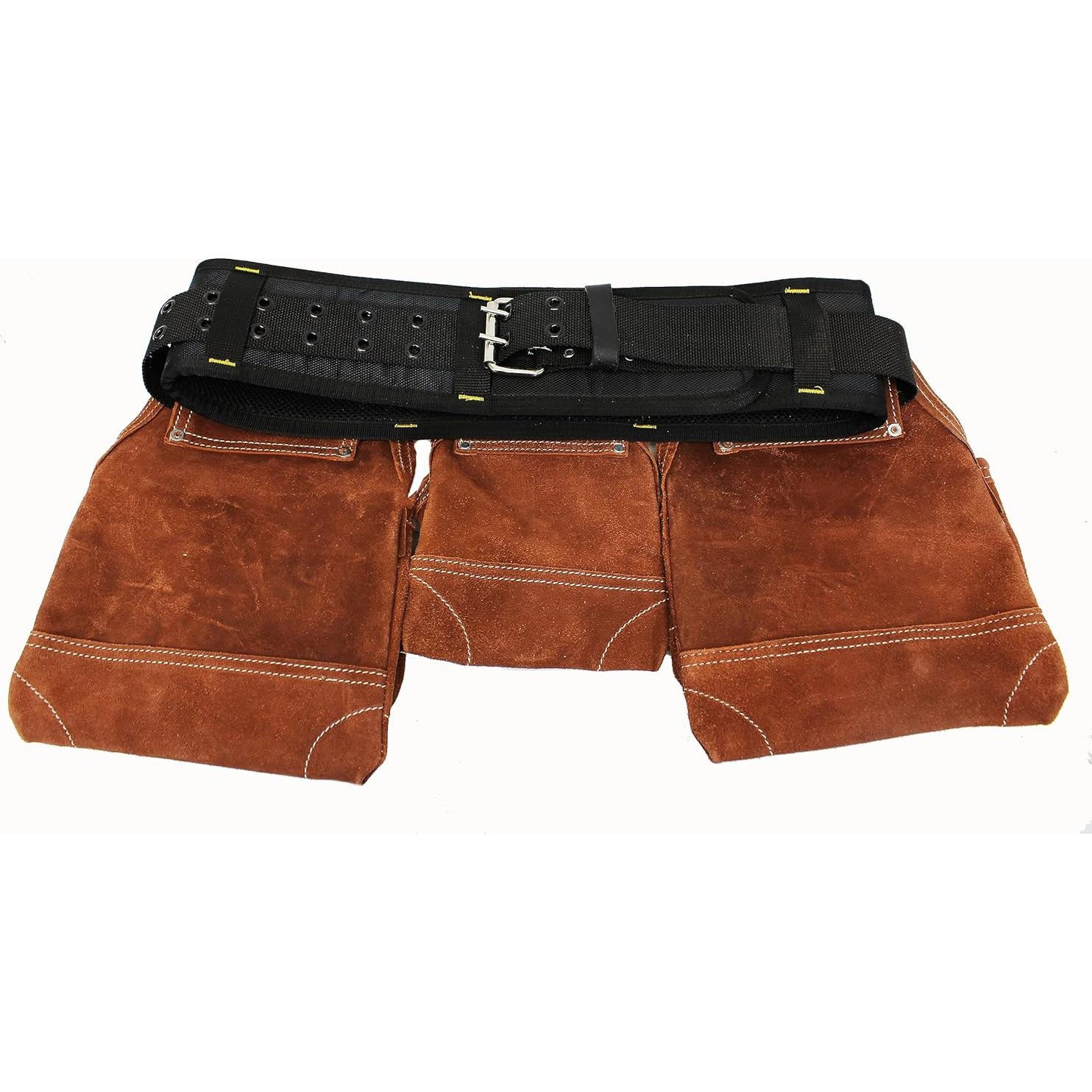 Cinturón de Herramientas USA Pro Tools de Cuero Marrón 11 Bolsillos