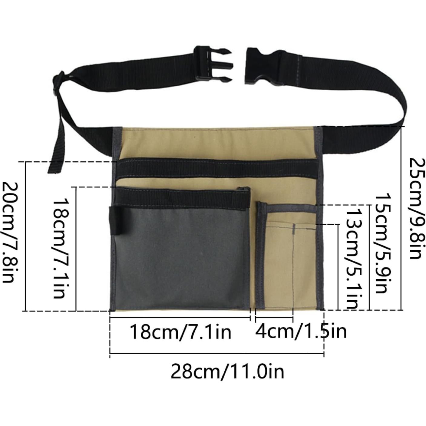 Bolsa de Cintura Multifuncional BE-TOOL 6 Bolsillos Lona Negra