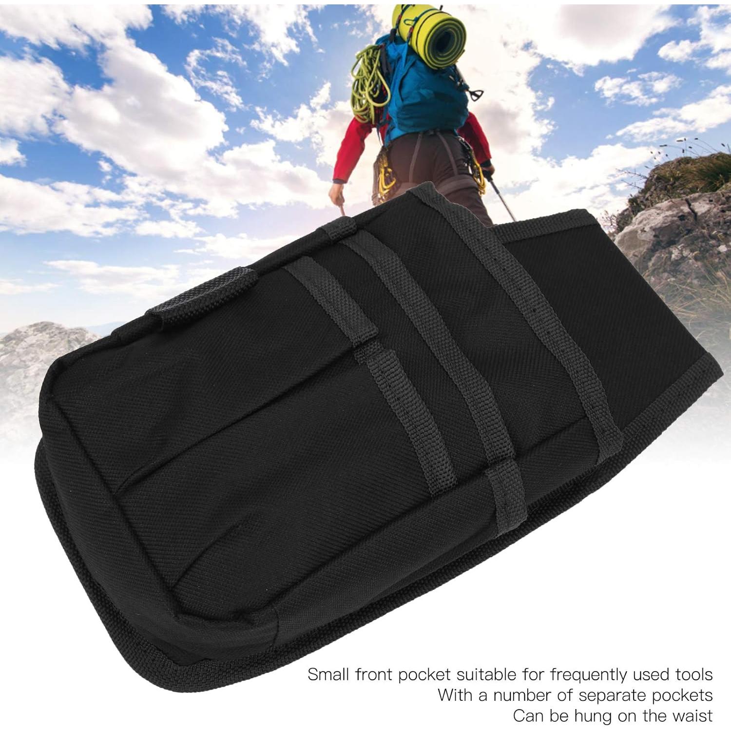 Waist Tool Pouch, Small Electrician Tool Waist Bag with Multiple Pockets Small Tool Holder Hardware Tools Bag (Black Edge)