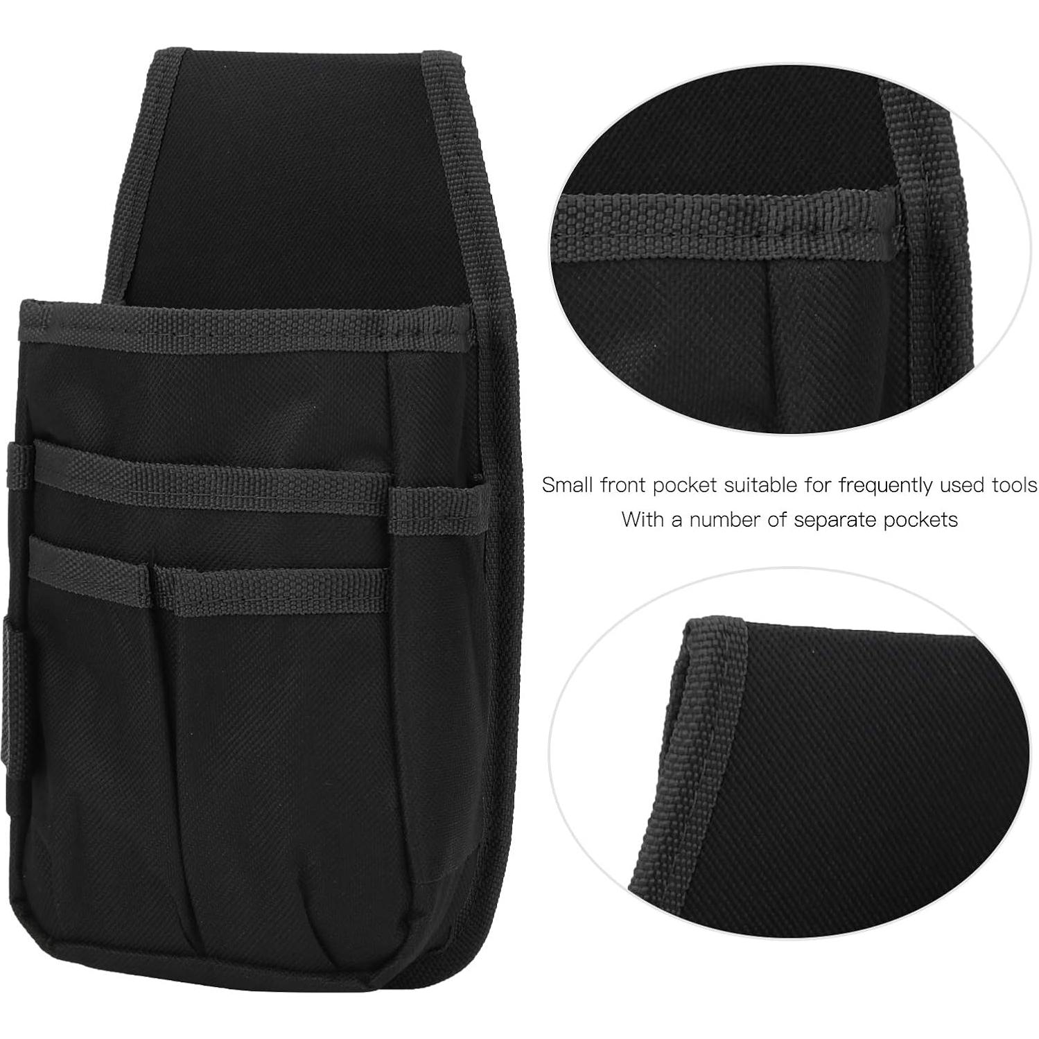 Waist Tool Pouch, Small Electrician Tool Waist Bag with Multiple Pockets Small Tool Holder Hardware Tools Bag (Black Edge)