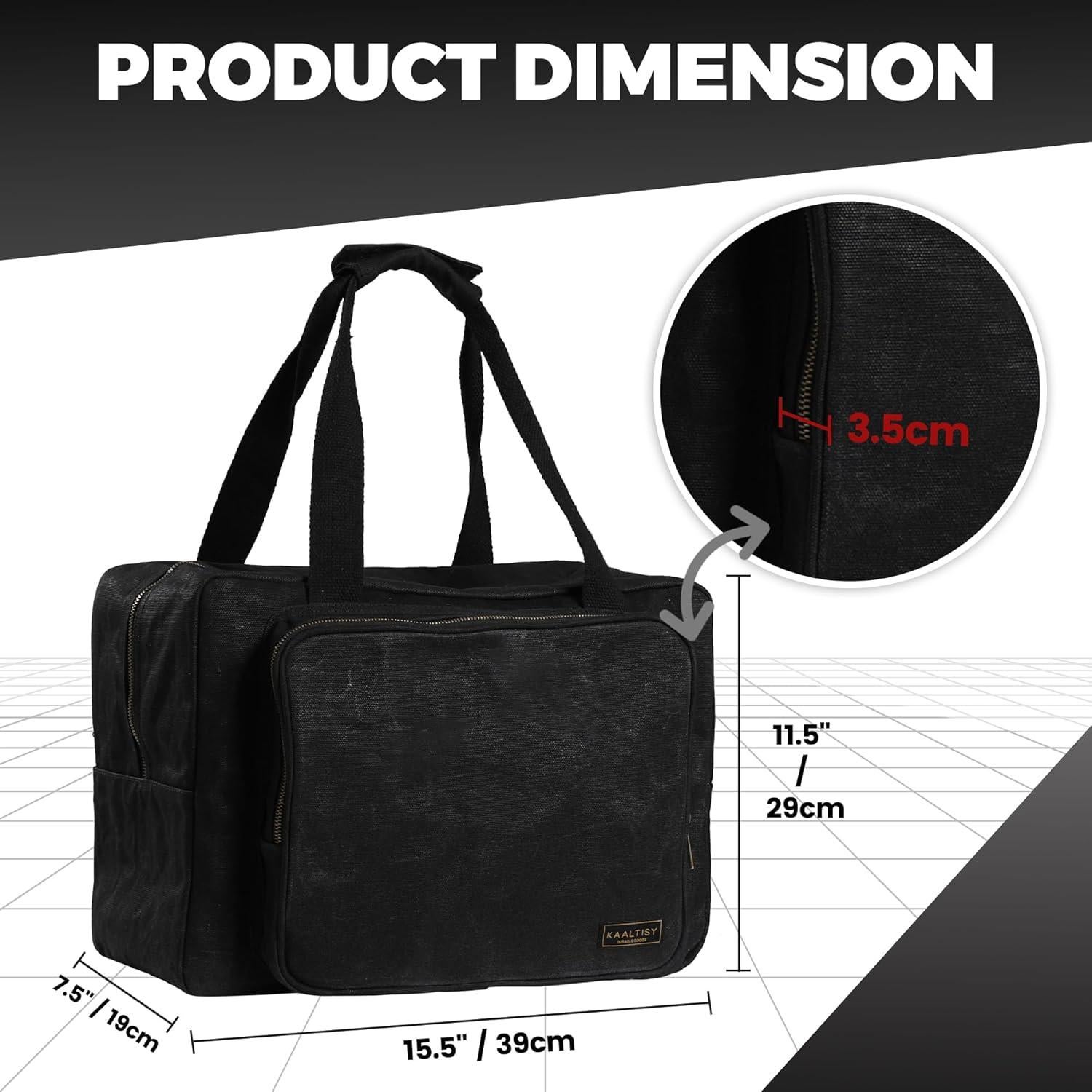 Bolsa de Herramientas de Lona Encerada Kaaltisy 39x19x29cm Negra