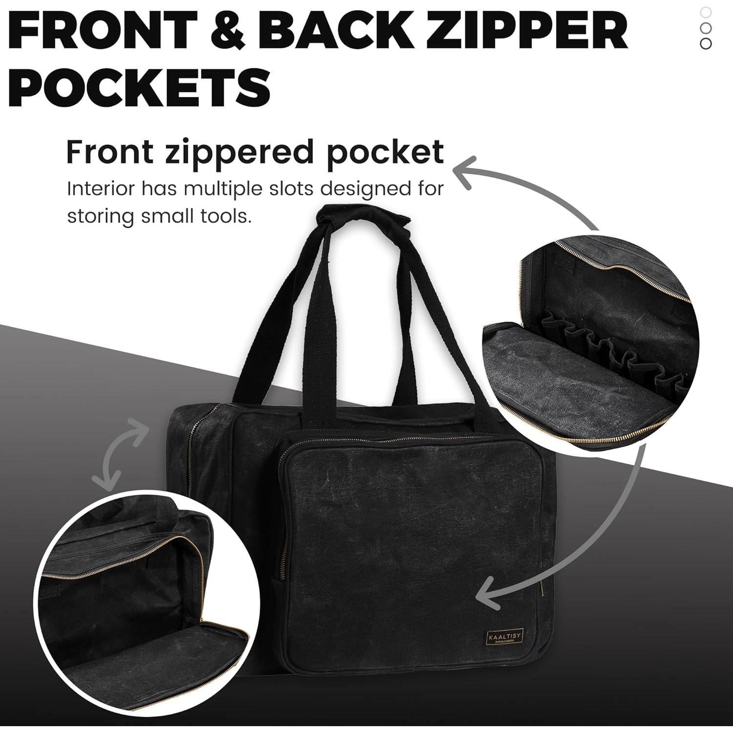 Bolsa de Herramientas de Lona Encerada Kaaltisy 39x19x29cm Negra