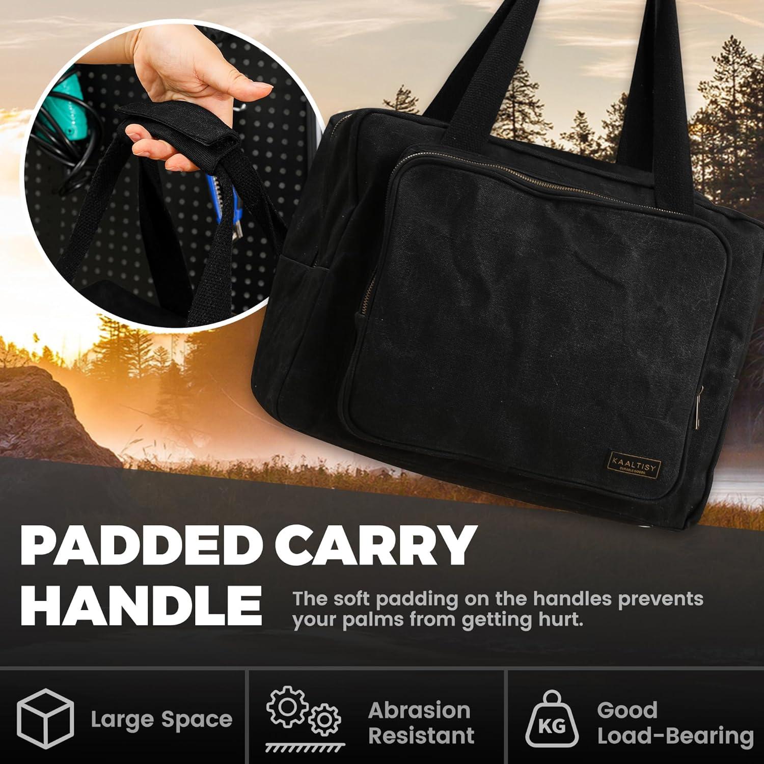 Bolsa de Herramientas de Lona Encerada Kaaltisy 39x19x29cm Negra