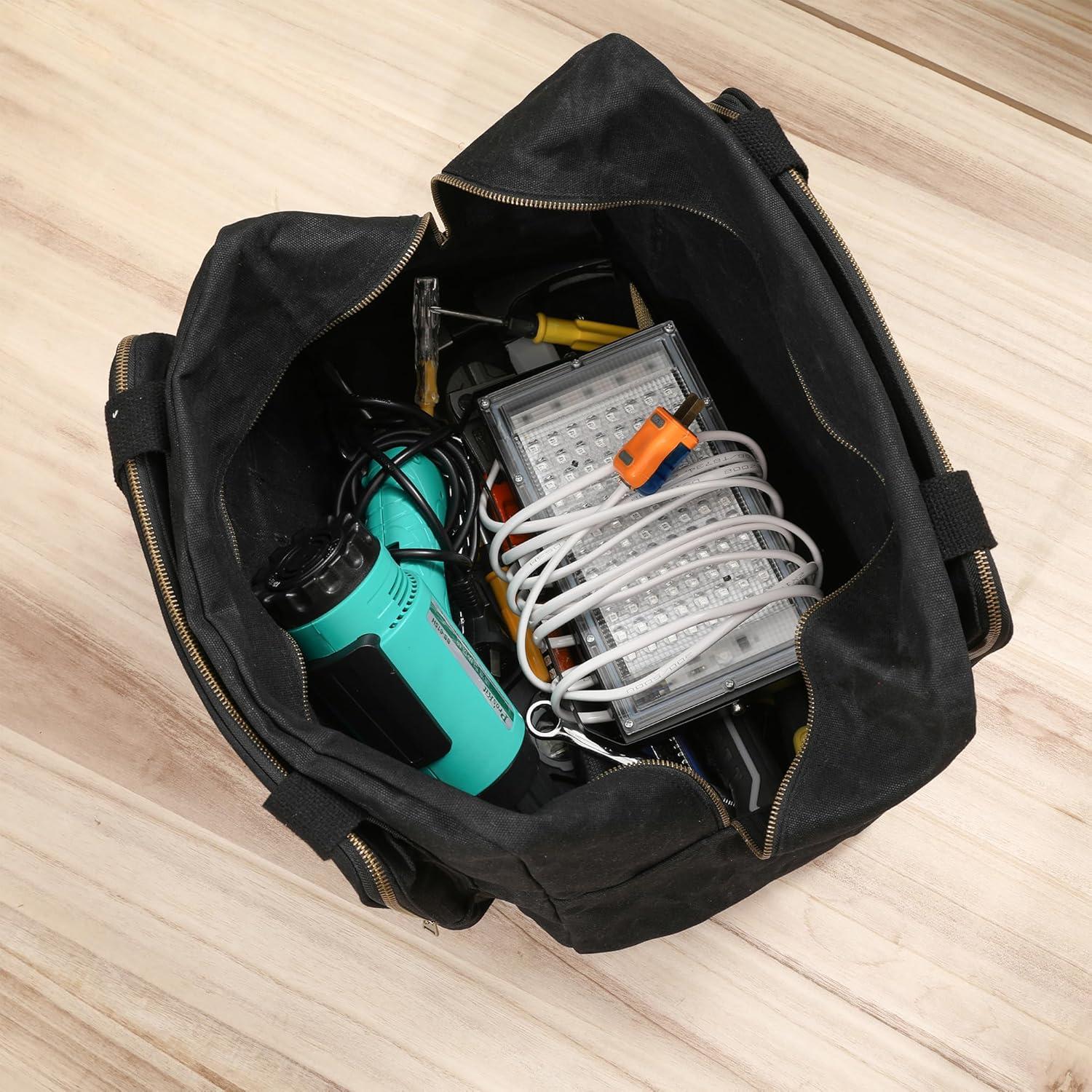 Bolsa de Herramientas de Lona Encerada Kaaltisy 39x19x29cm Negra