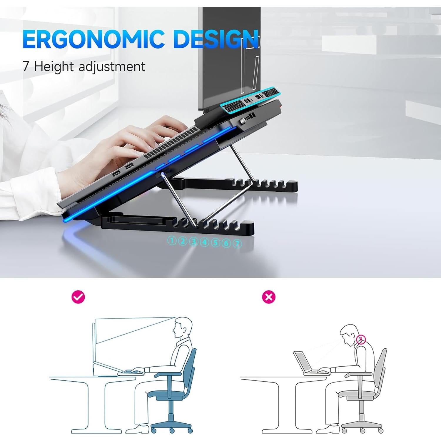 Base de Enfriamiento para Laptop LIANGSTAR 12-17" 6 Ventiladores