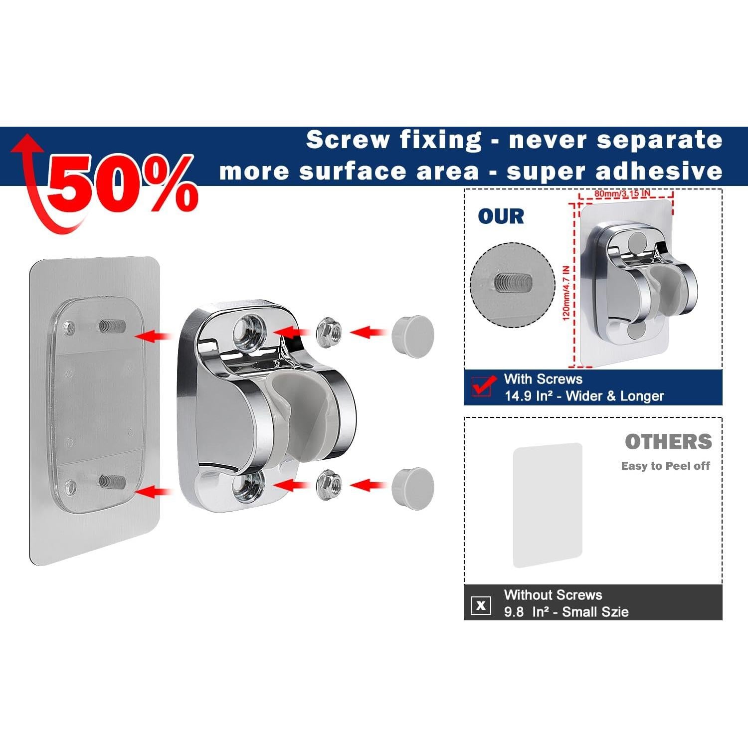 Soporte de Ducha Autoadhesivo NearMoon Cromado Ajustable