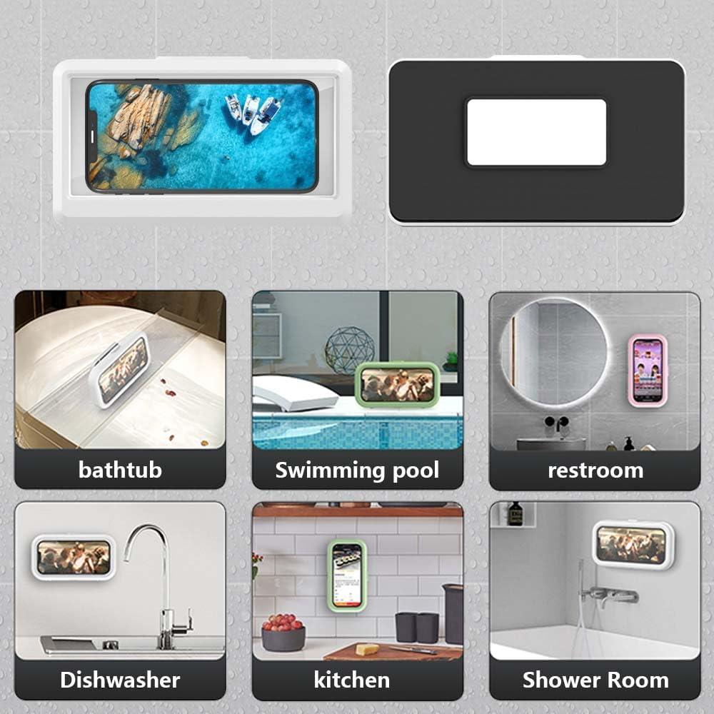 Soporte para teléfono de ducha impermeable Xbanya 360° blanco