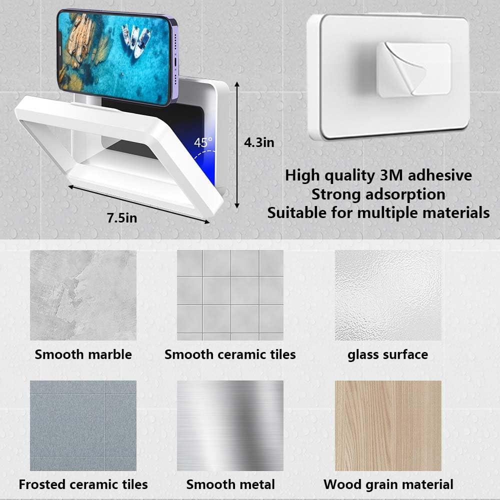 Soporte para teléfono de ducha impermeable Xbanya 360° blanco