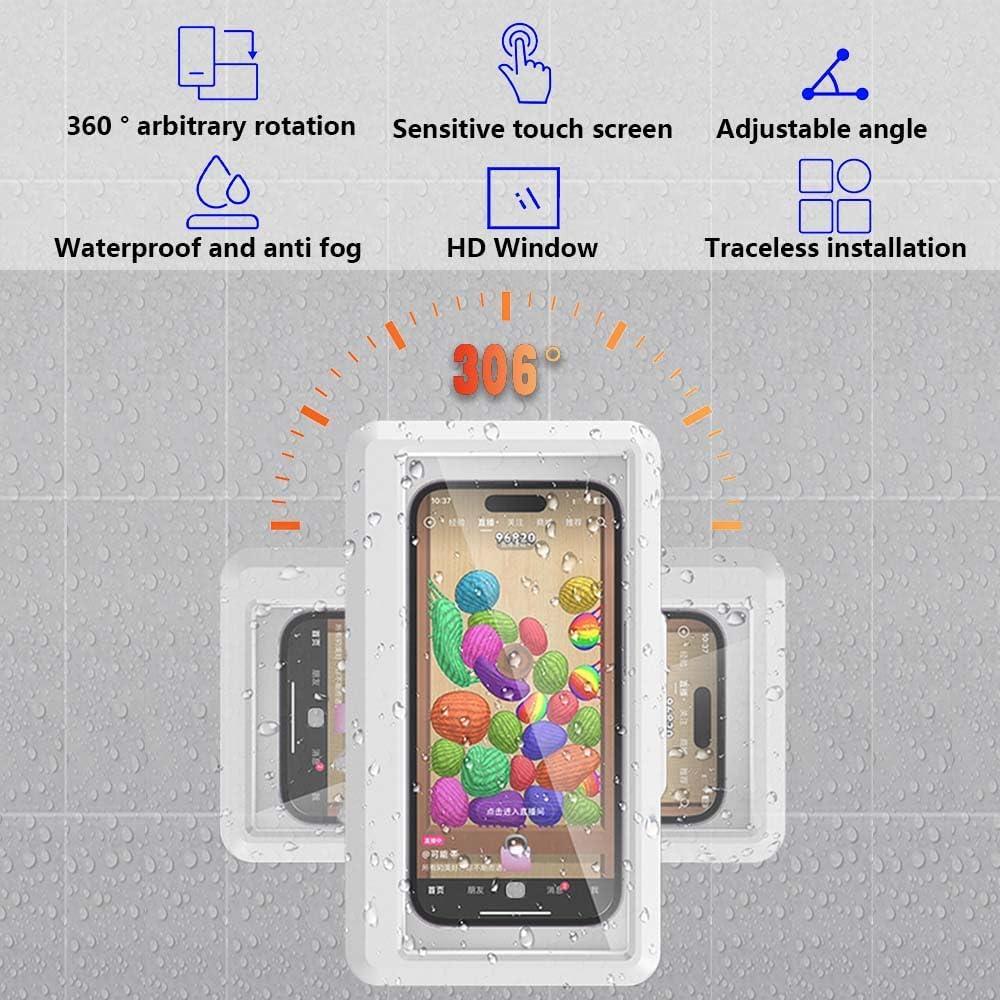 Soporte para teléfono de ducha impermeable Xbanya 360° blanco