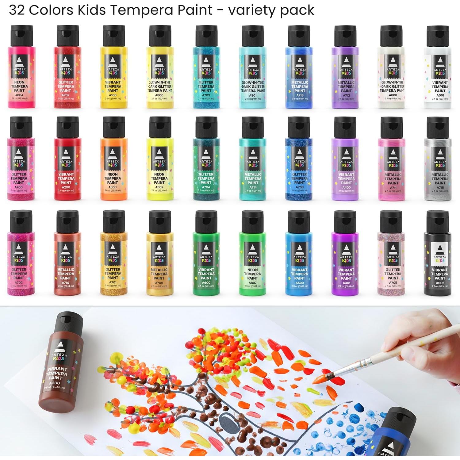 Pintura Tempera ARTEZA 32 Colores 60ml Lavable Niños