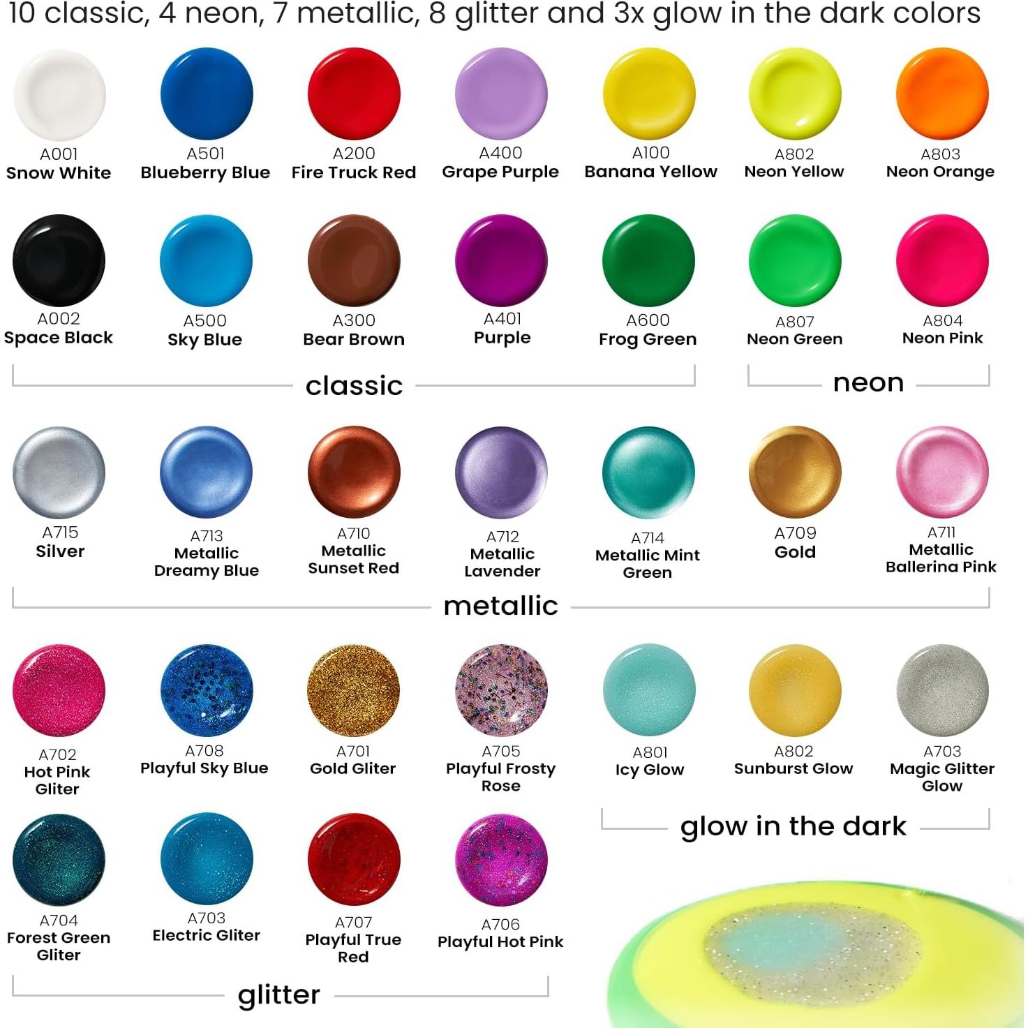 Pintura Tempera ARTEZA 32 Colores 60ml Lavable Niños