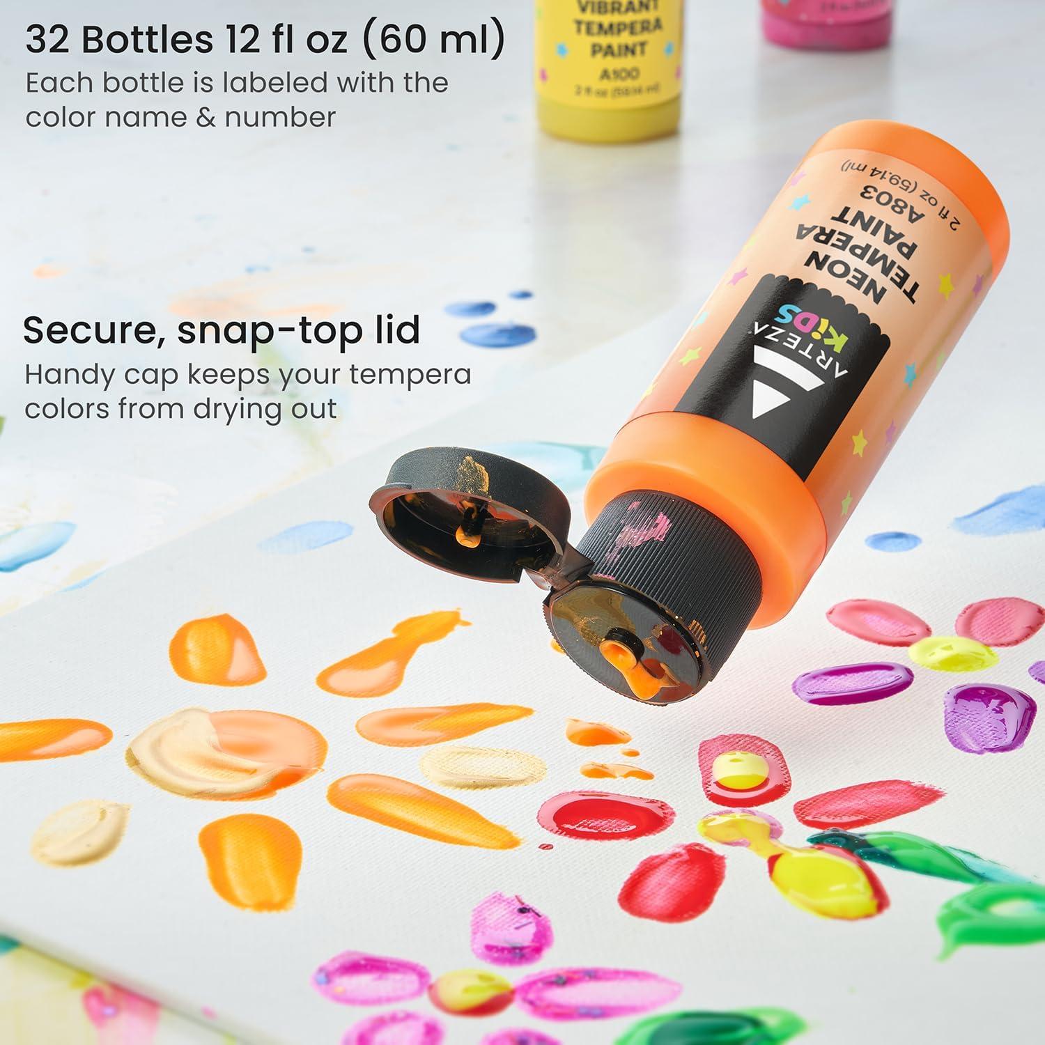 Pintura Tempera ARTEZA 32 Colores 60ml Lavable Niños