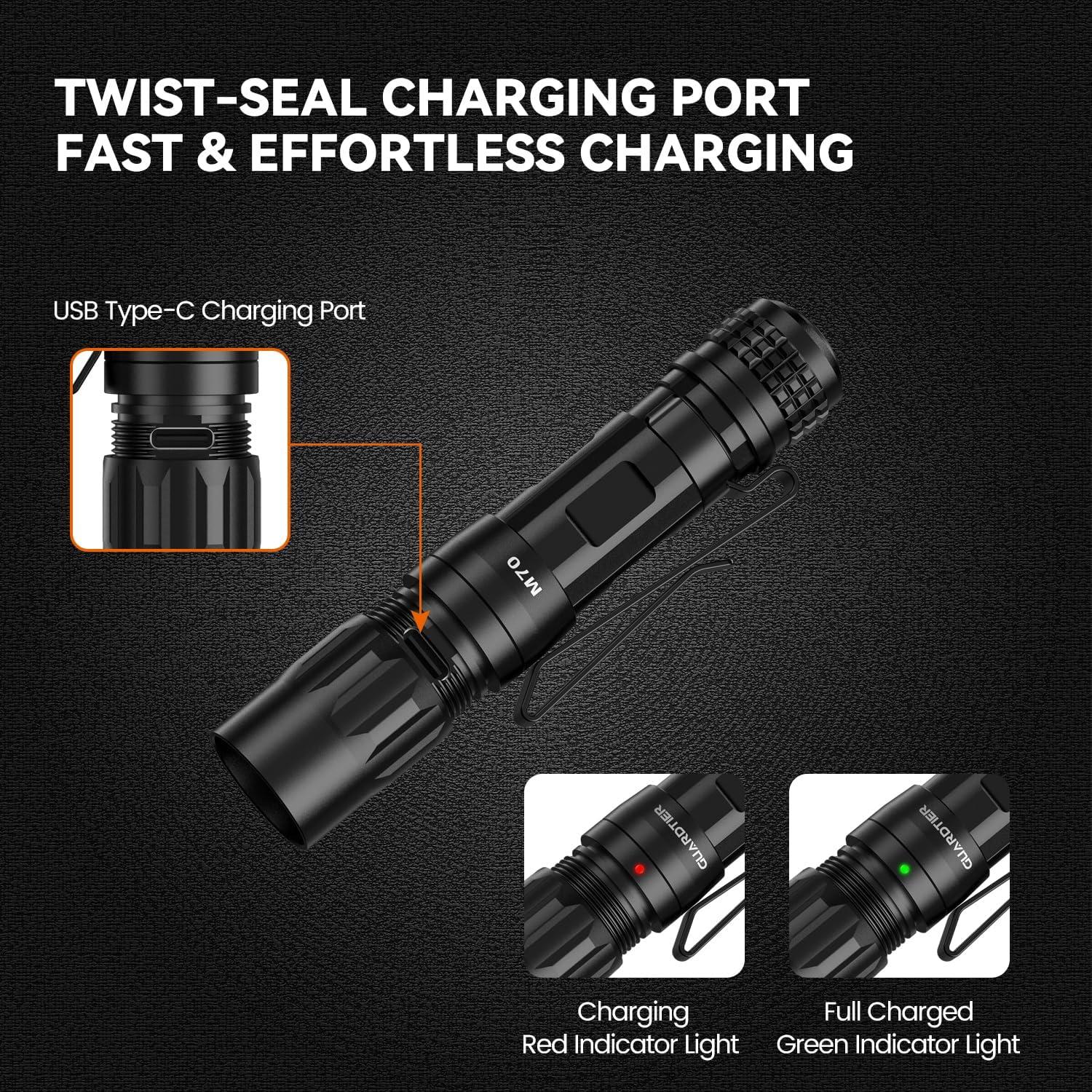 Linterna EDC Guardtier M70 1100 Lúmenes Recargable USB-C