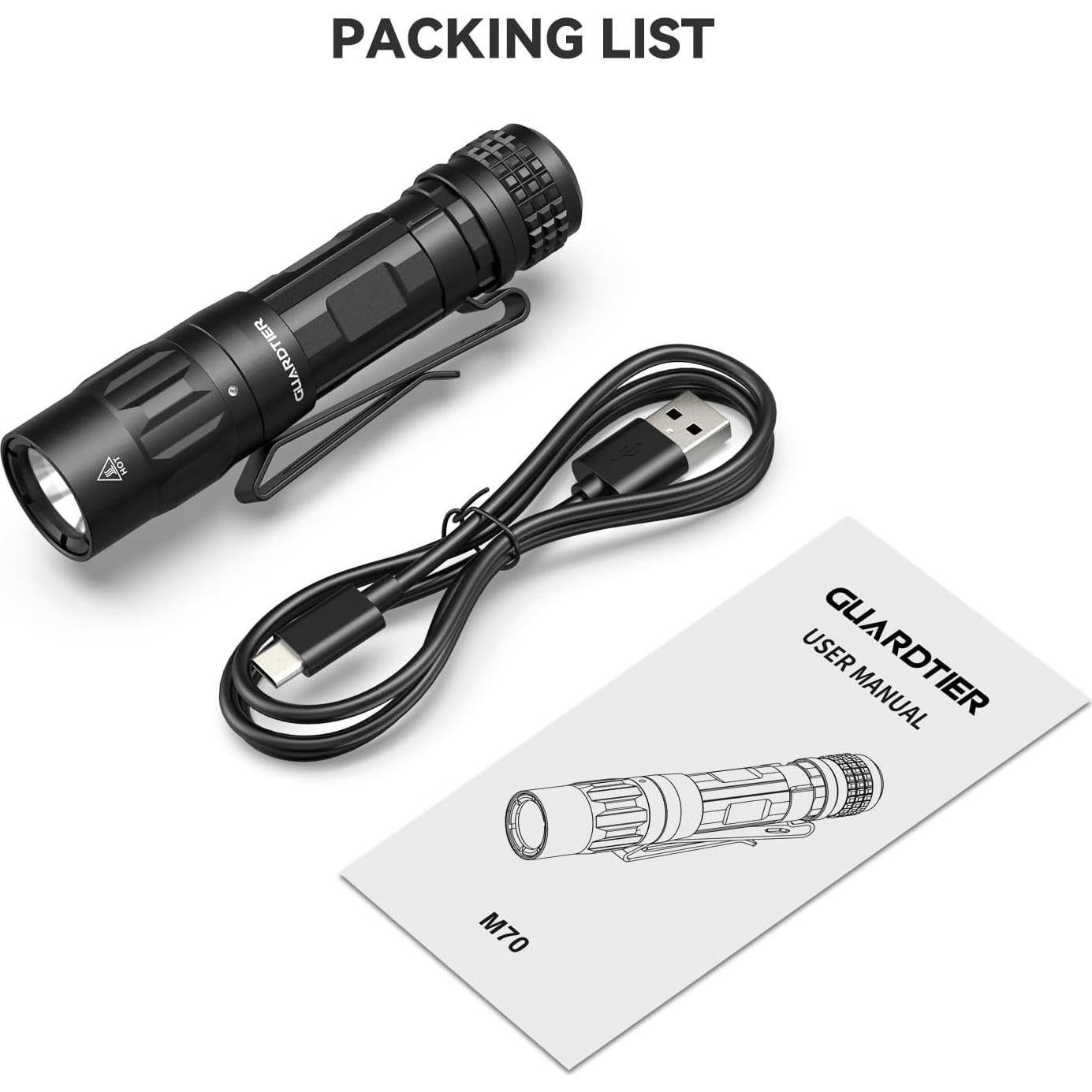 Linterna EDC Guardtier M70 1100 Lúmenes Recargable USB-C