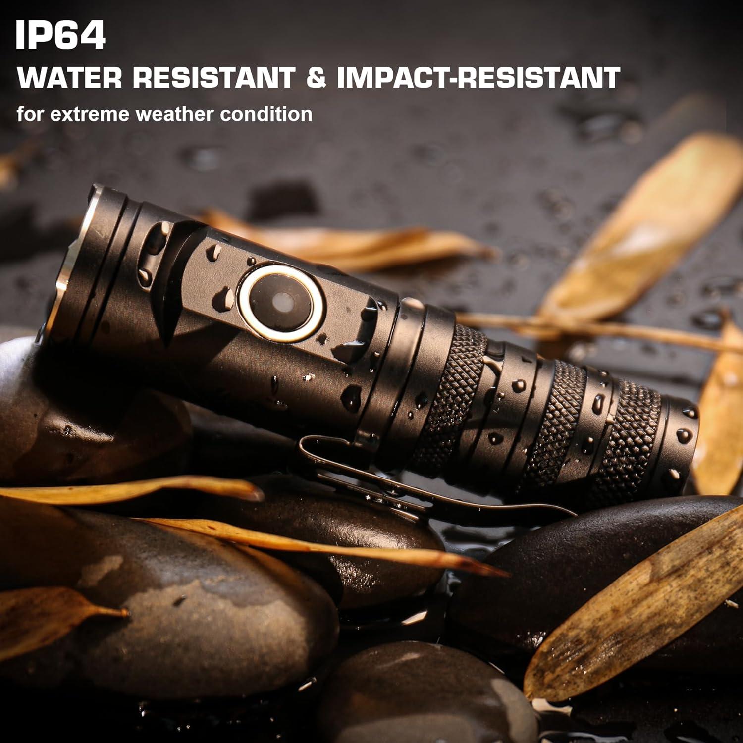 Linterna Recargable LED HAUTMEC 1400 Lúmenes con Cabezal Giratorio