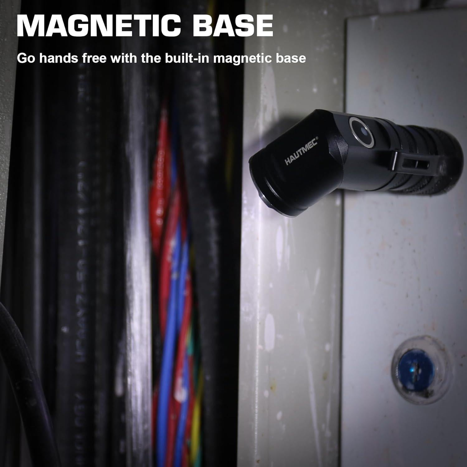 Linterna Recargable LED HAUTMEC 1400 Lúmenes con Cabezal Giratorio