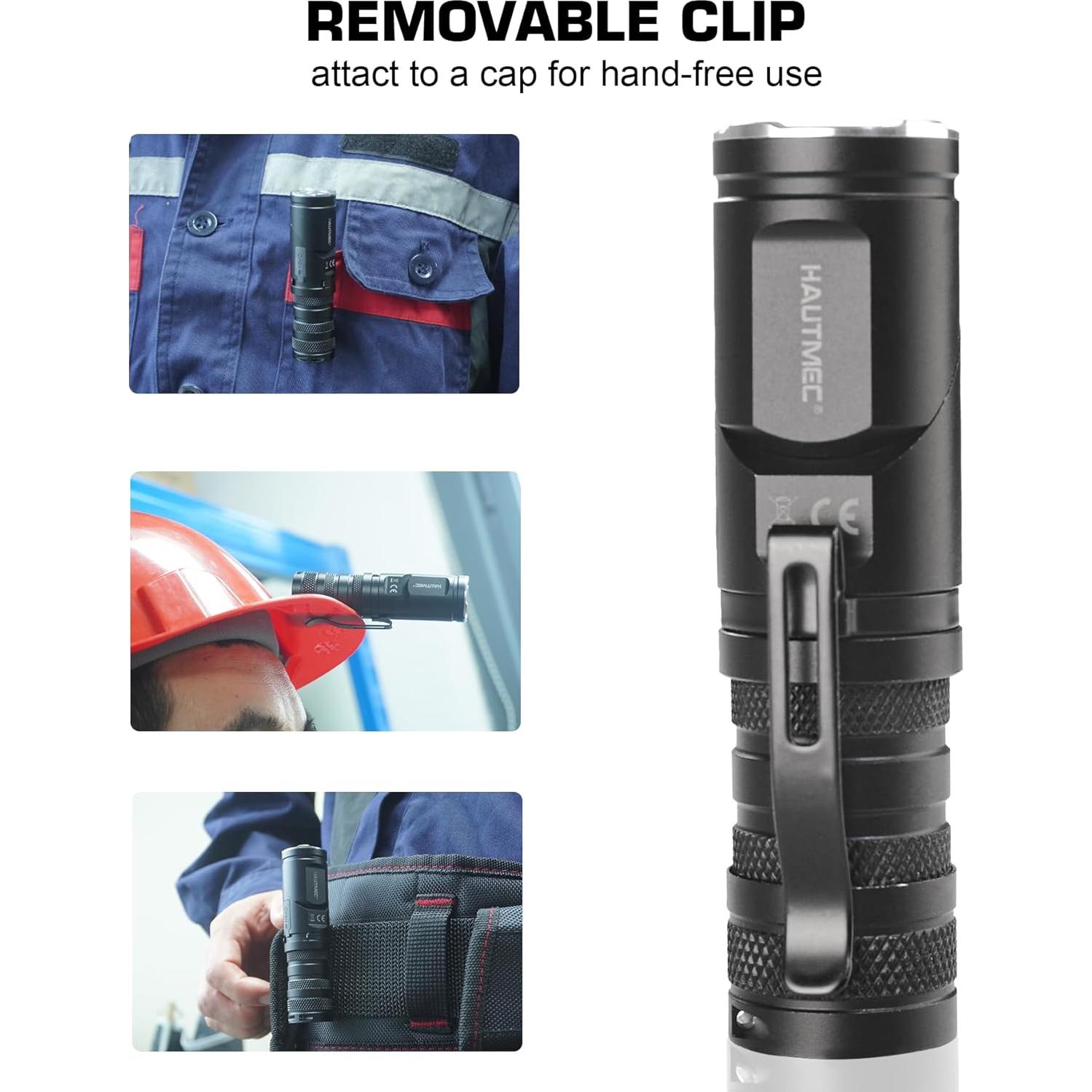 Linterna Recargable LED HAUTMEC 1400 Lúmenes con Cabezal Giratorio