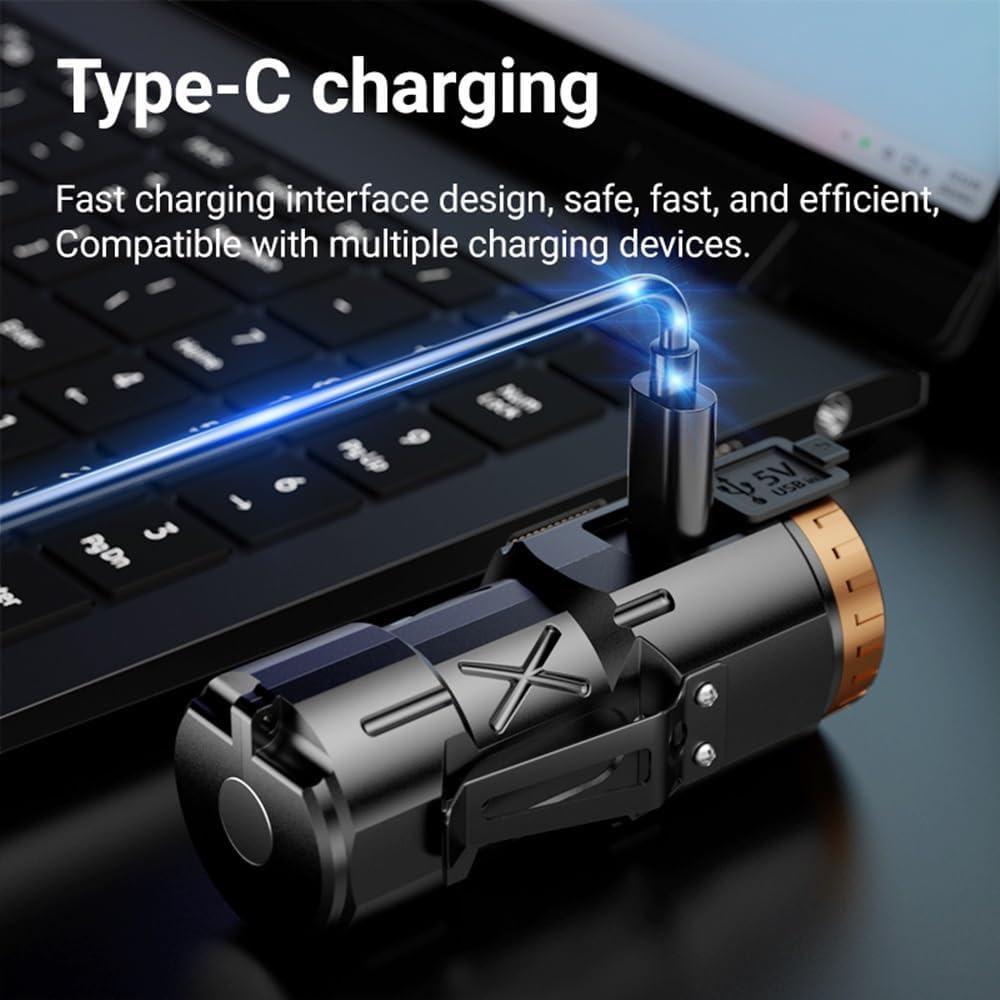 Linterna LED Recargable USB C Alonefire X84 6 Modos Compacta