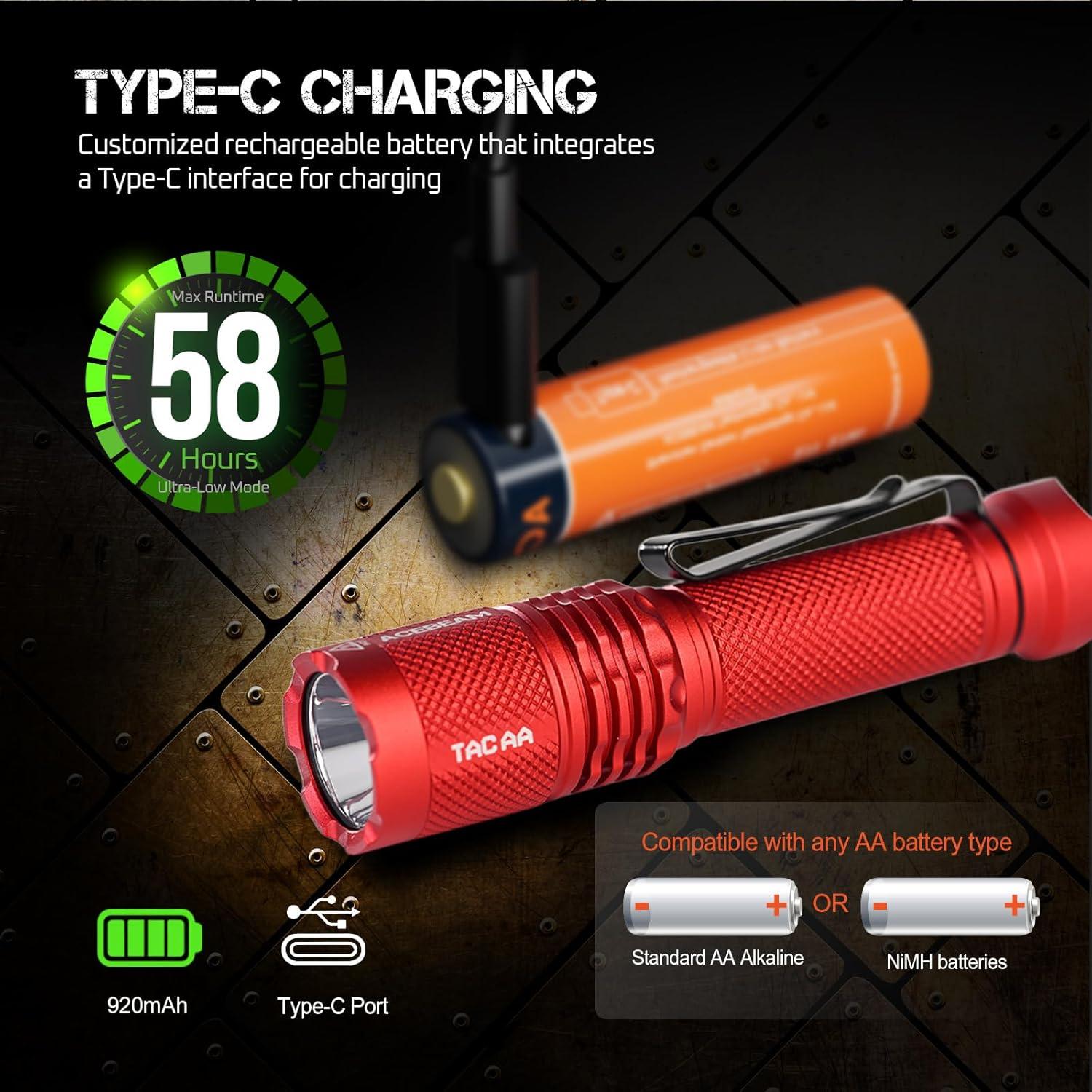 Linterna EDC ACEBEAM TAC AA 2.0 900 lúmenes 360m roja