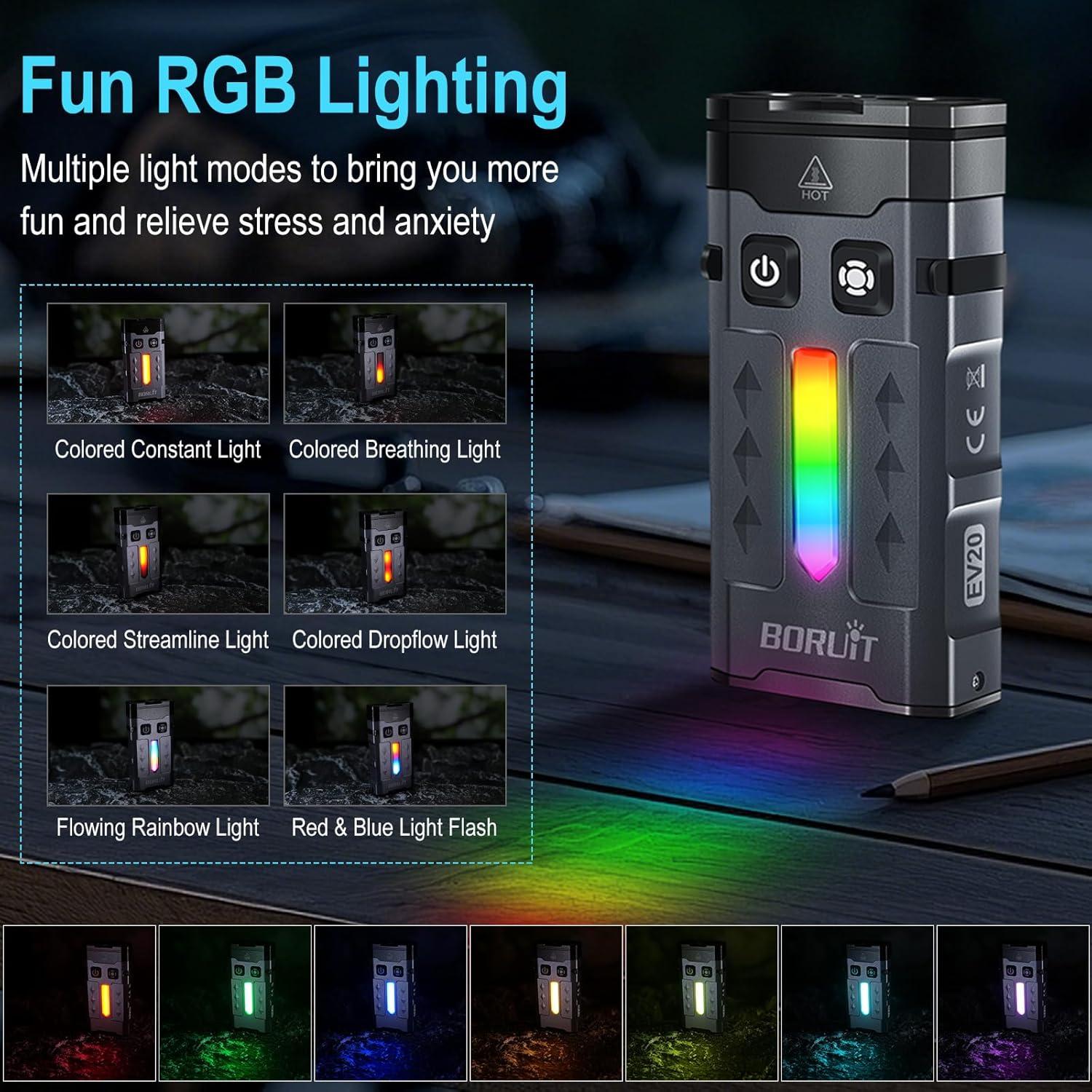 Linterna BORUIT EV20 LED 1100 Lúmenes UV 365nm Recargable