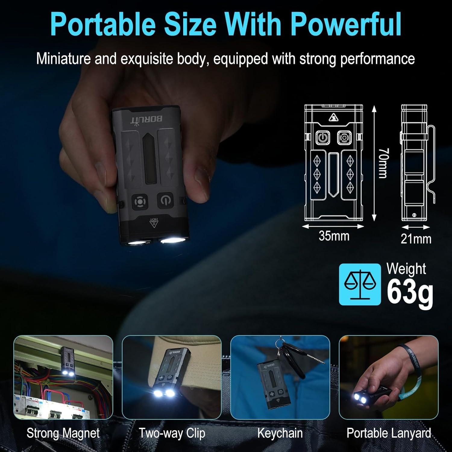 Linterna BORUIT EV20 LED 1100 Lúmenes UV 365nm Recargable