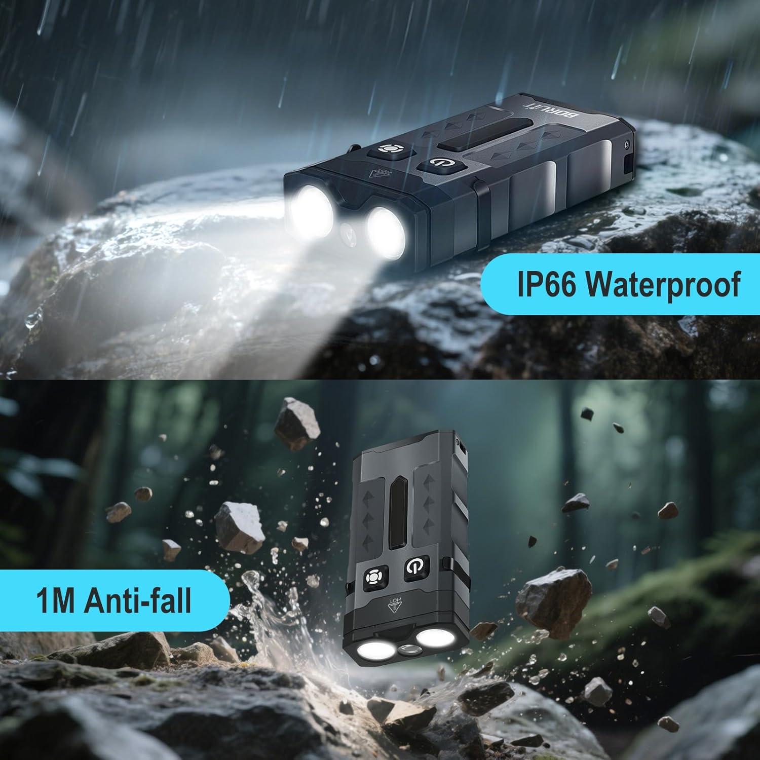 Linterna BORUIT EV20 LED 1100 Lúmenes UV 365nm Recargable