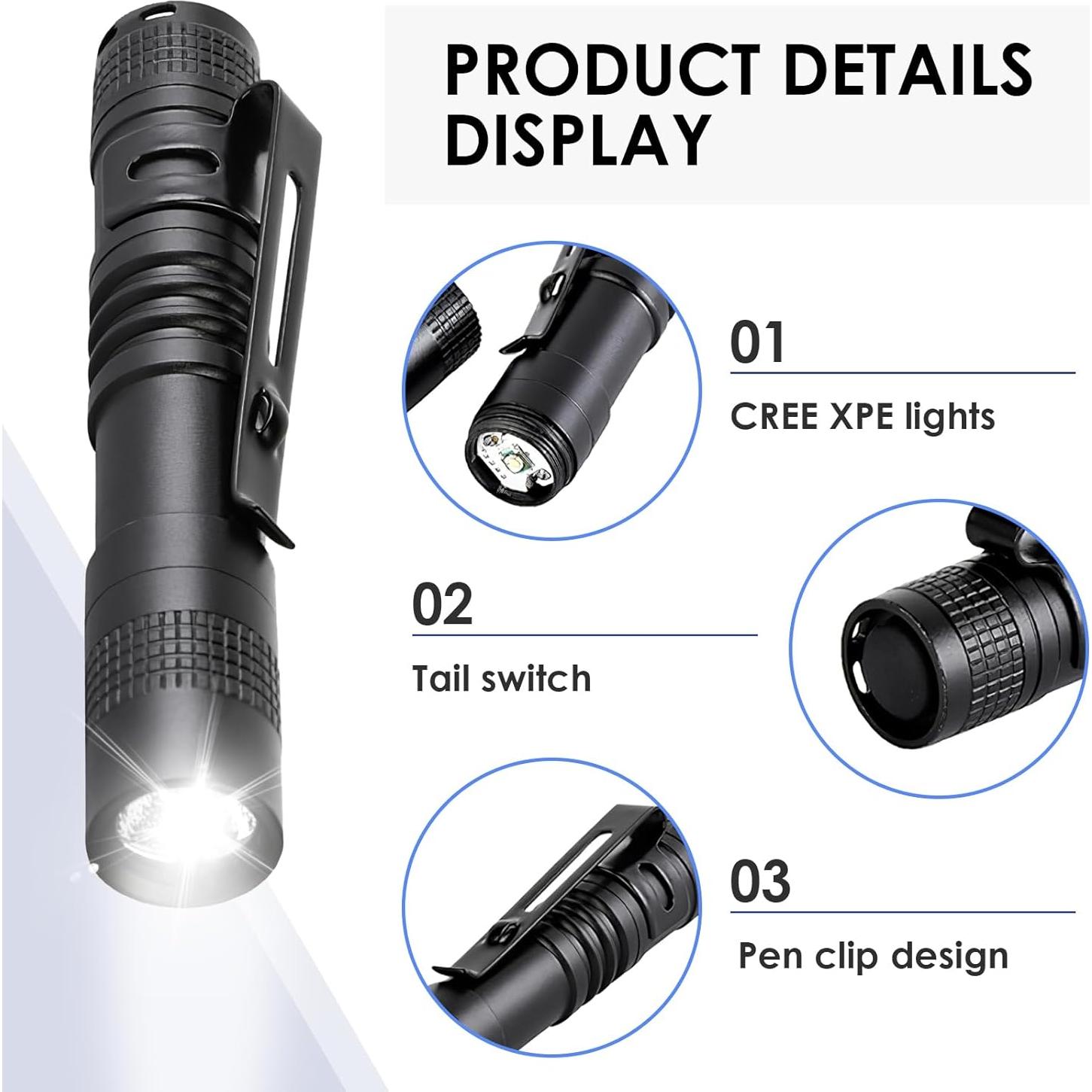 Linterna LED Compacta Hoeslaw 500 Lúmenes 8.89 cm Portátil