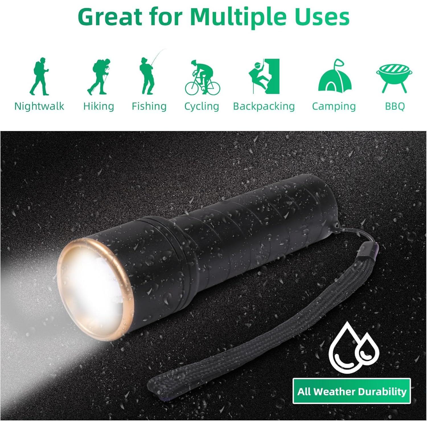 Linternas Recargables USB-C SEVENKA 10.5cm 2 Piezas LED