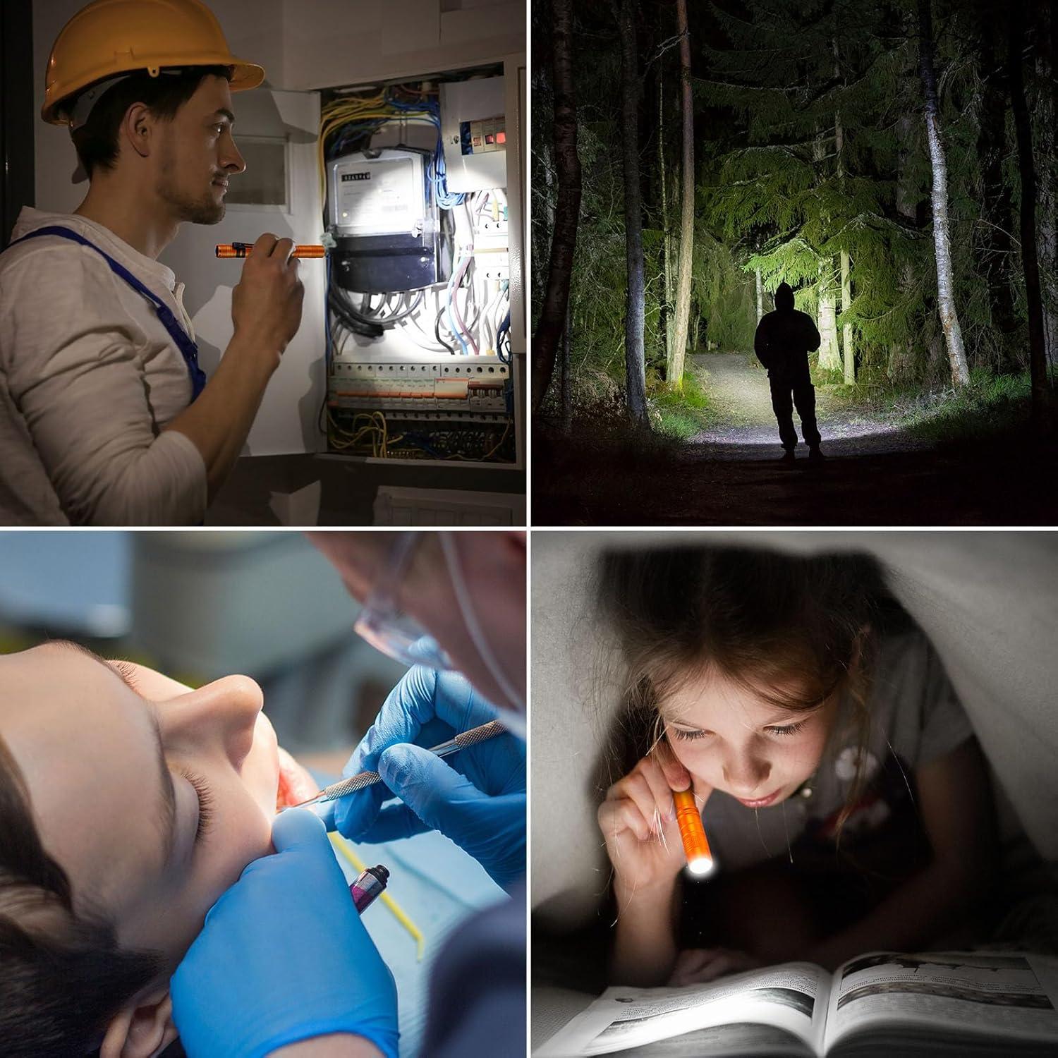 Hortsun 20 Linternas LED de Boligrafo Naranjas 13 cm