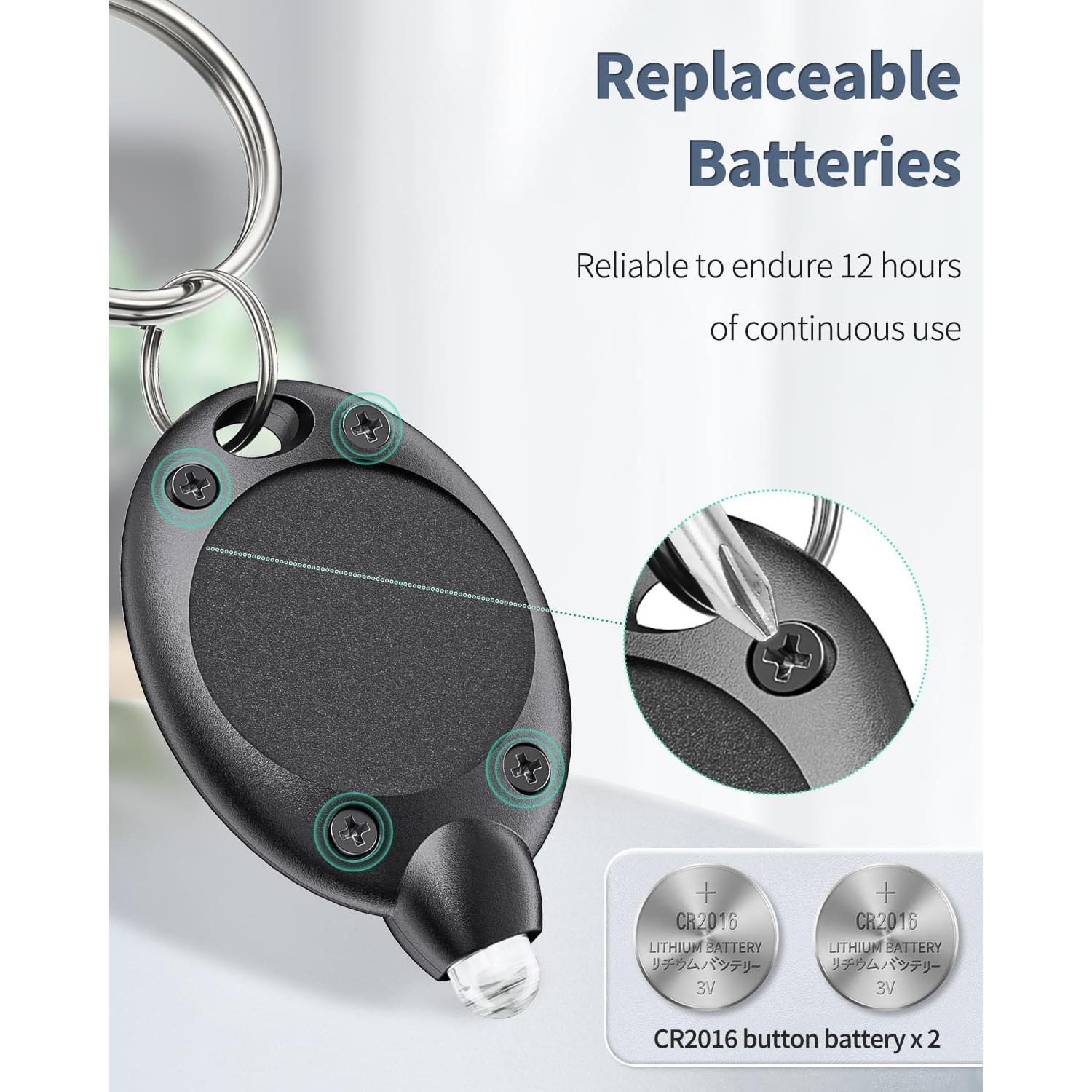 Paquete de 5 Linternas LED de Llavero Uniclife - Carcasa Negra