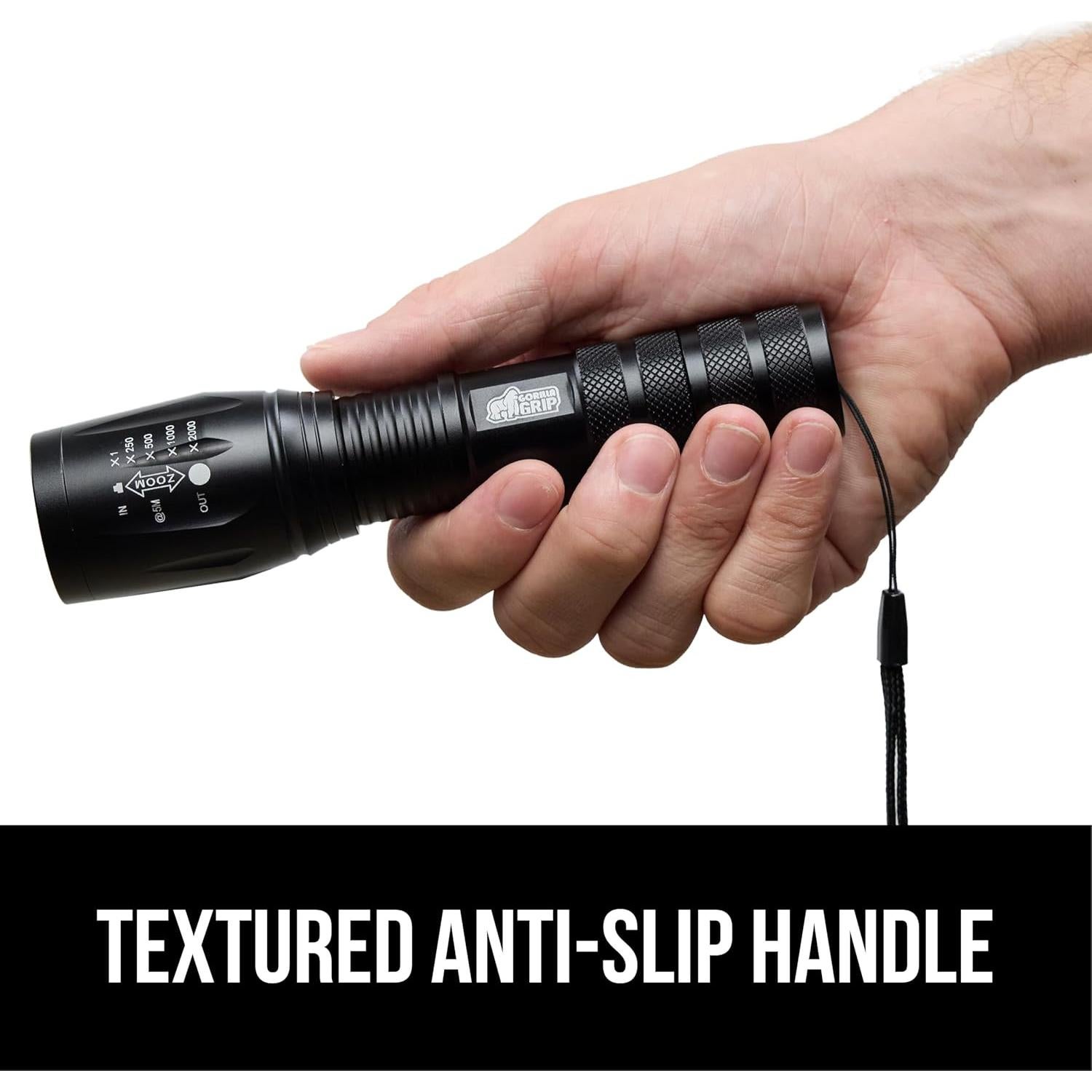 Linterna Táctica LED GORILLA GRIP 345 Lúmenes Resistente Agua