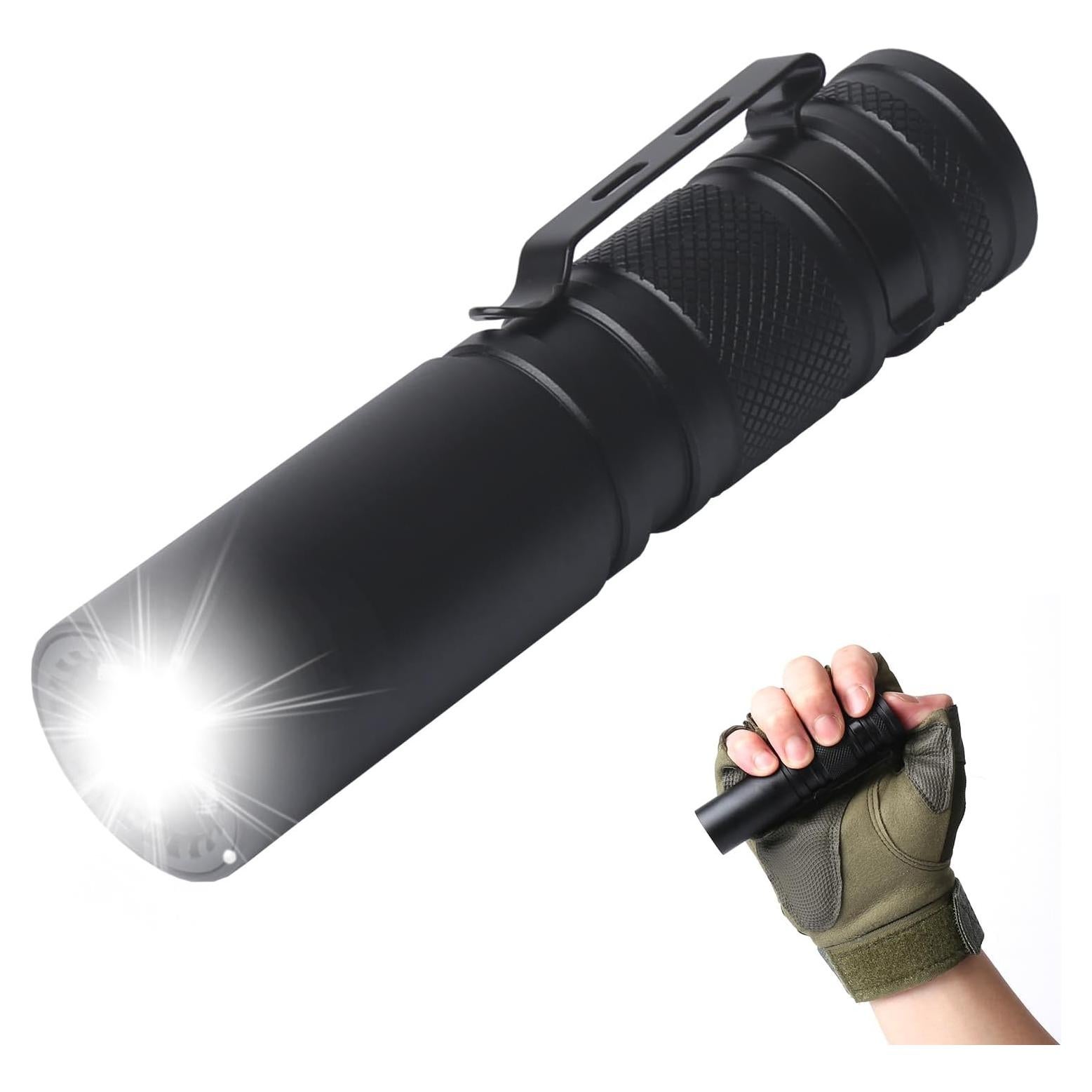 Linterna LED EDC Amkulop S6 Negra, Recargable USB-C, 200m