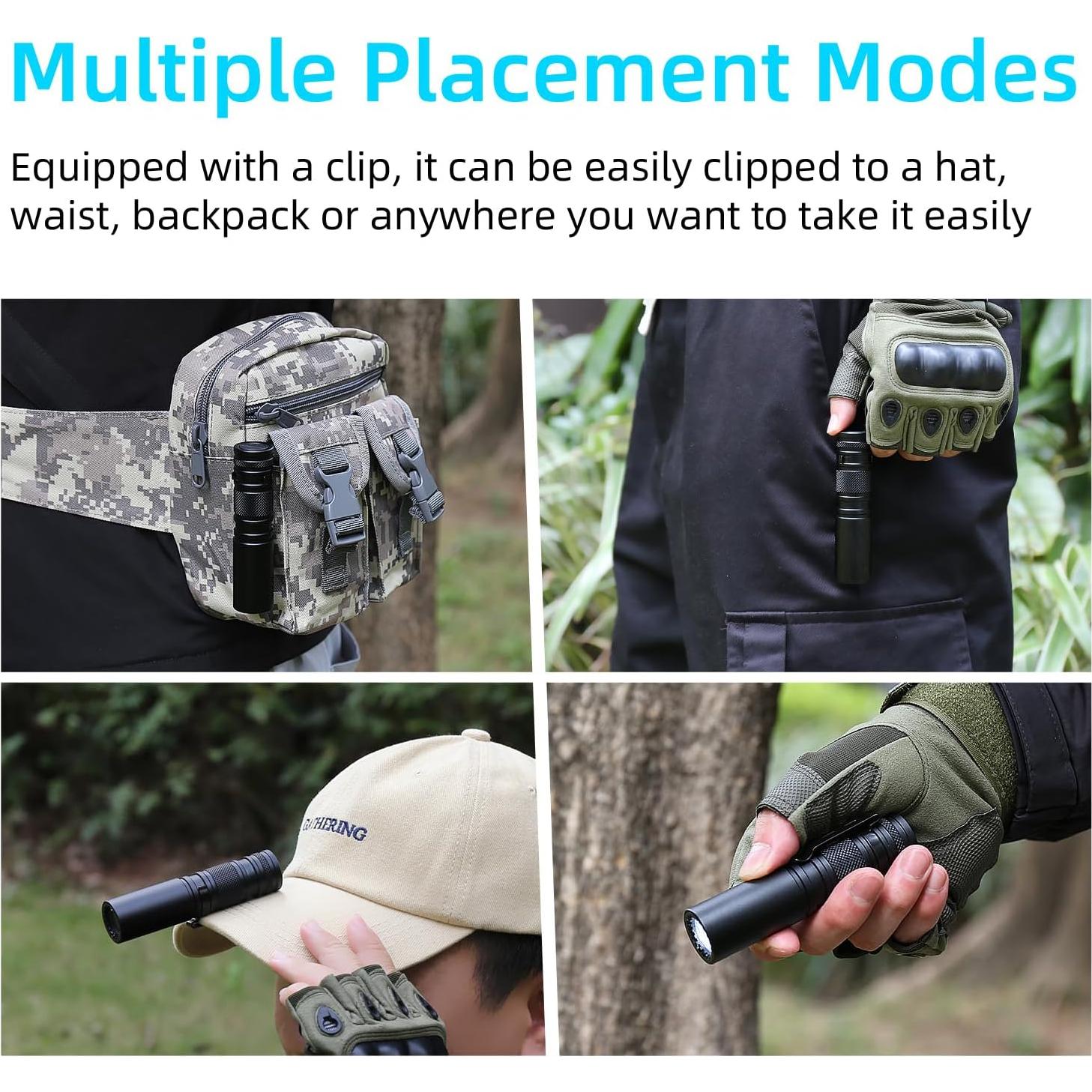 Linterna LED EDC Amkulop S6 Negra, Recargable USB-C, 200m