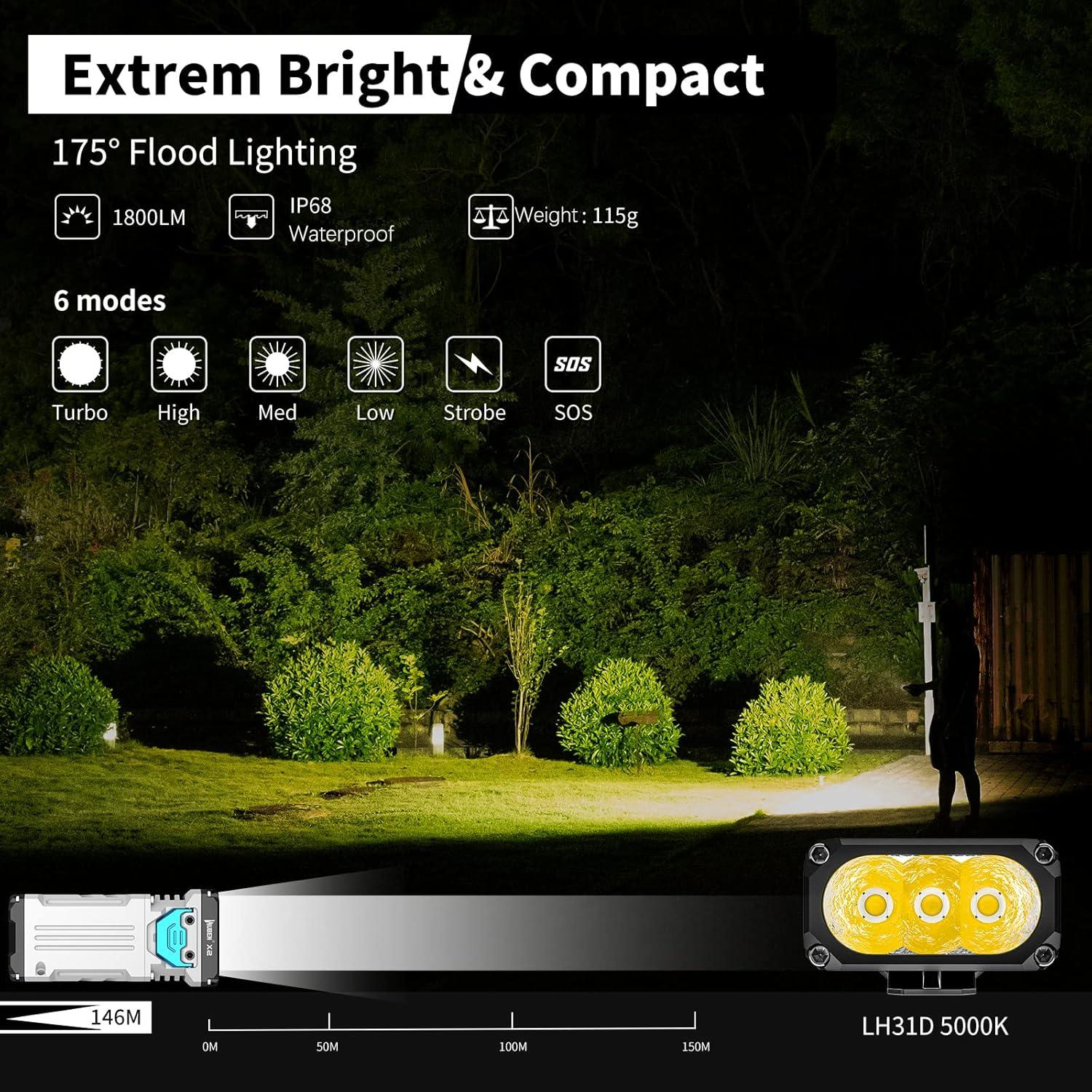 Linterna de Bolsillo WUBEN X2 1800 Lúmenes Recargable Verde